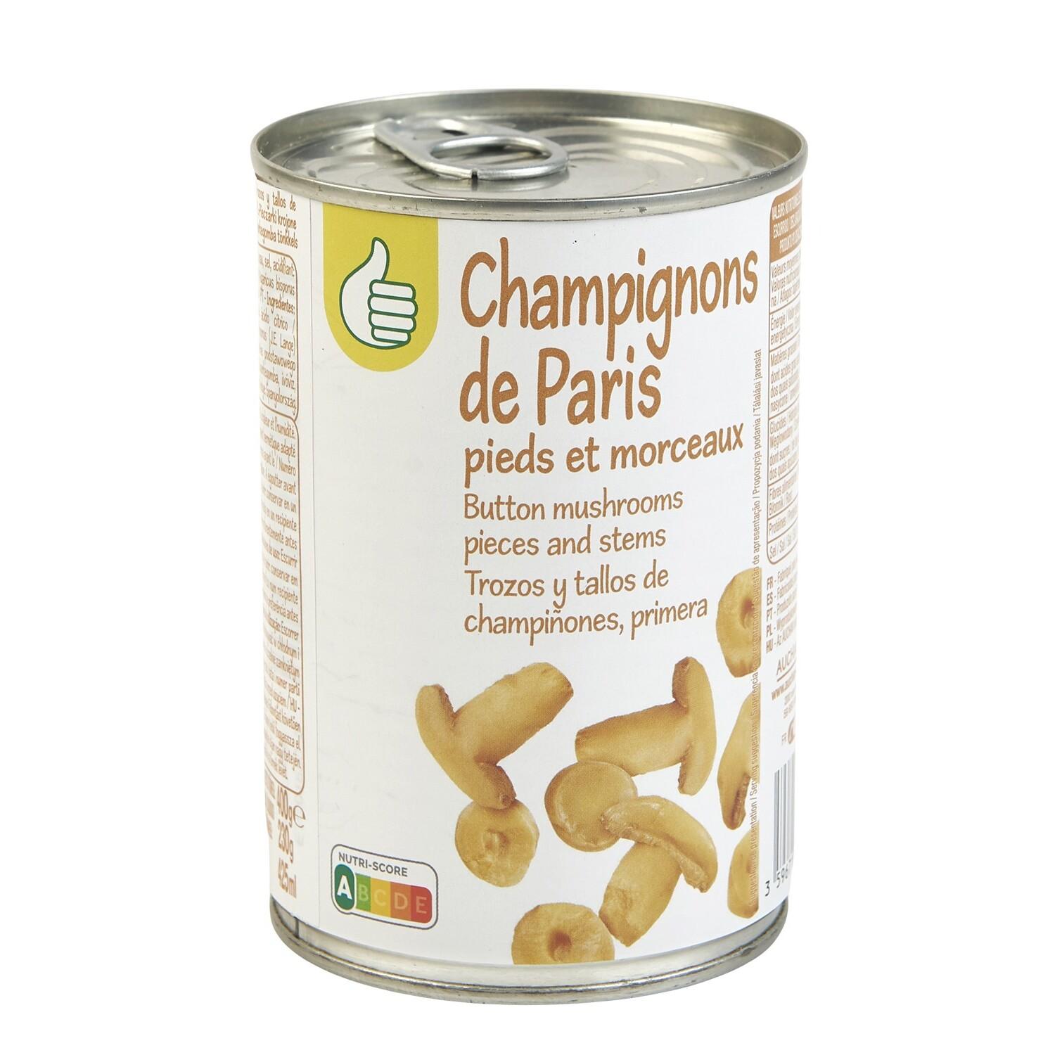 Voir la diapositive 3 : POUCE Champignons de Paris pieds et morceaux 230g