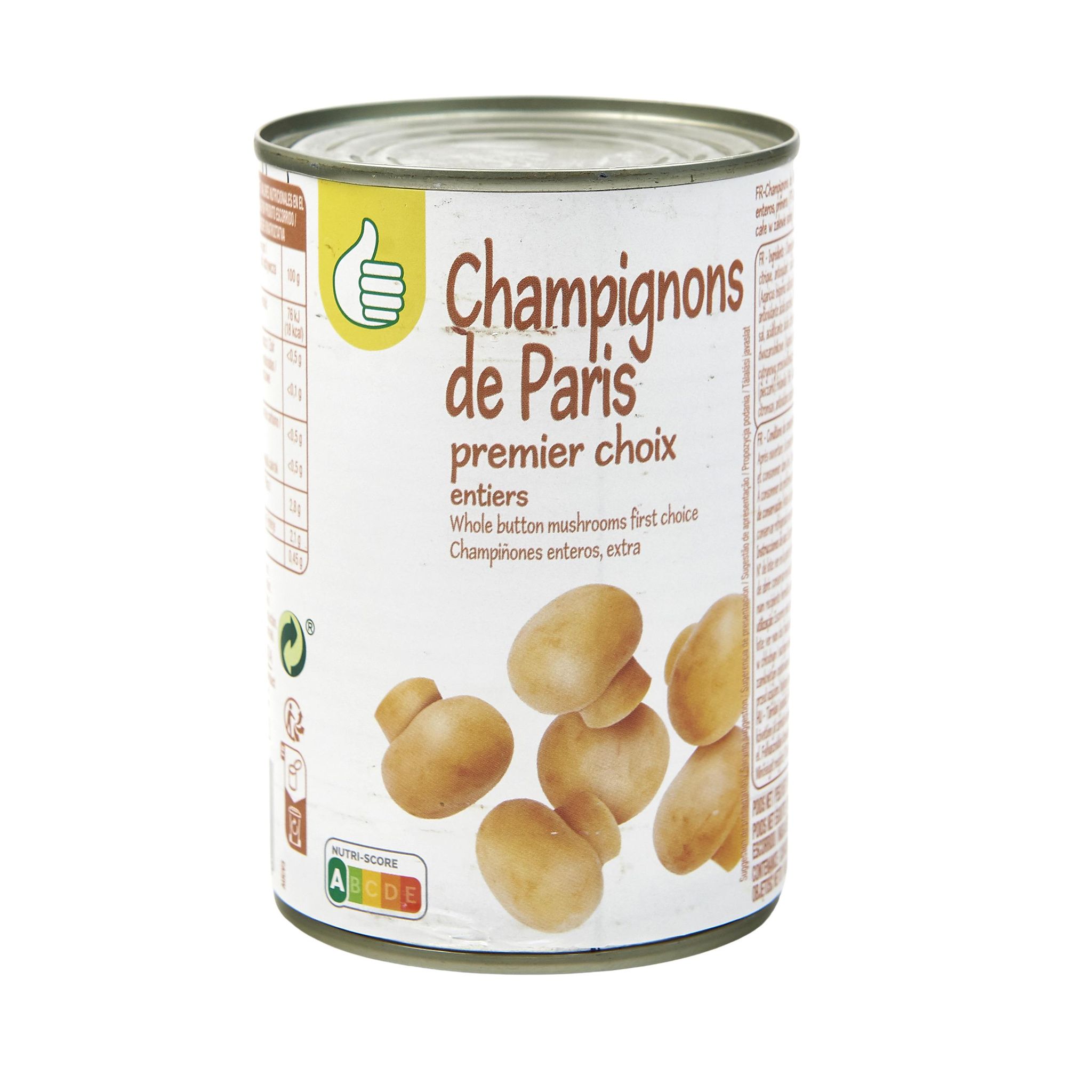 Voir la diapositive 2 : POUCE Champignons de Paris entiers au naturel 1er choix 230g