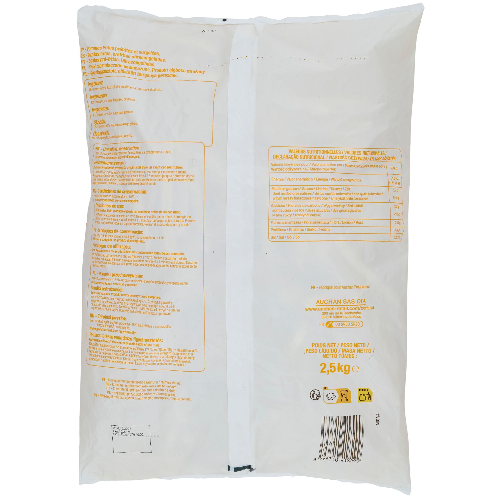 Voir la diapositive 2 : POUCE Frites 2,5kg