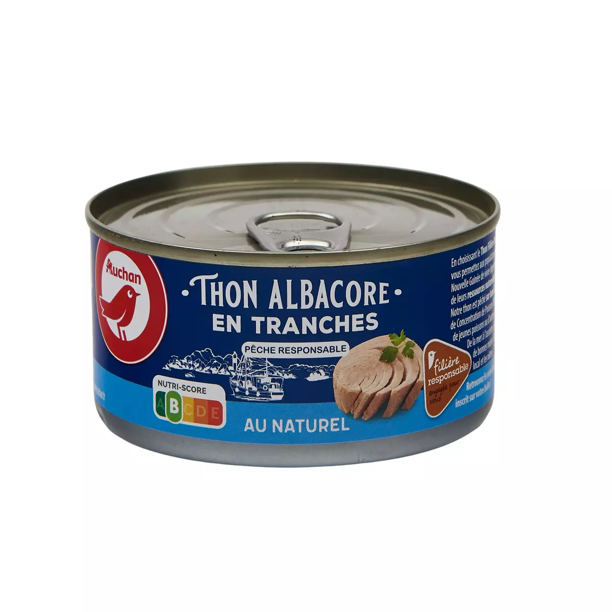 AUCHAN CULTIVONS LE BON thon albacore en tranches au naturel  140g