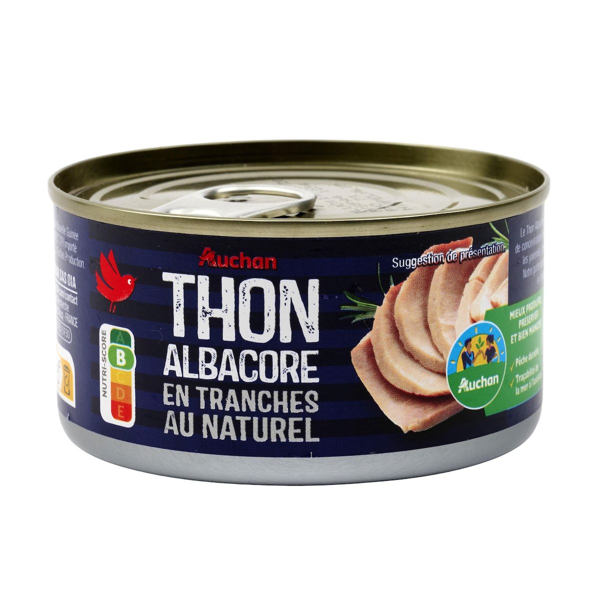 AUCHAN CULTIVONS LE BON thon albacore en tranches au naturel 140g