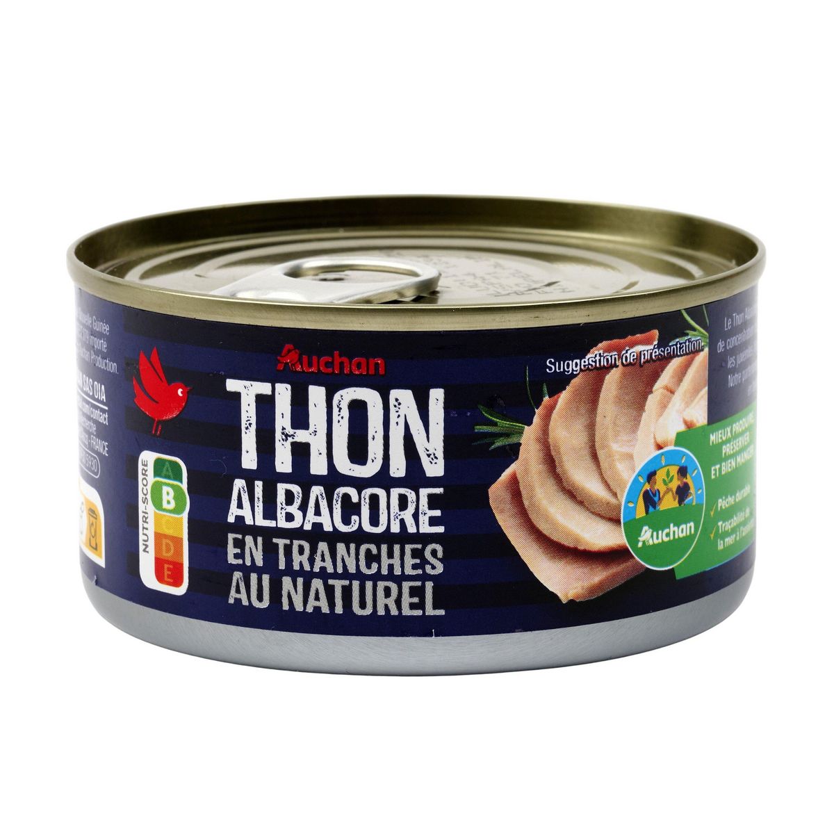 AUCHAN CULTIVONS LE BON thon albacore en tranches au naturel 140g