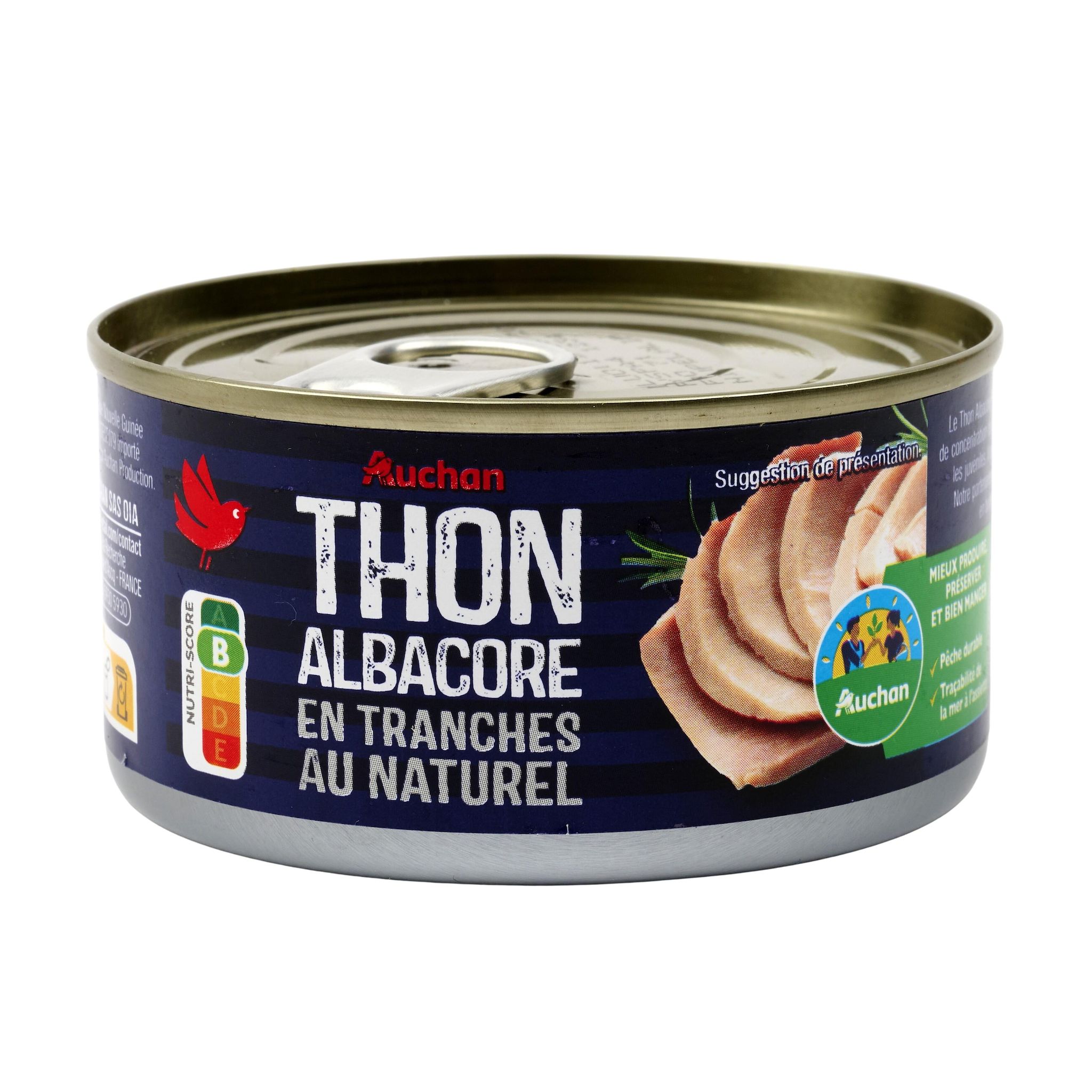 Voir la diapositive 4 : AUCHAN CULTIVONS LE BON thon albacore en tranches au naturel 140g