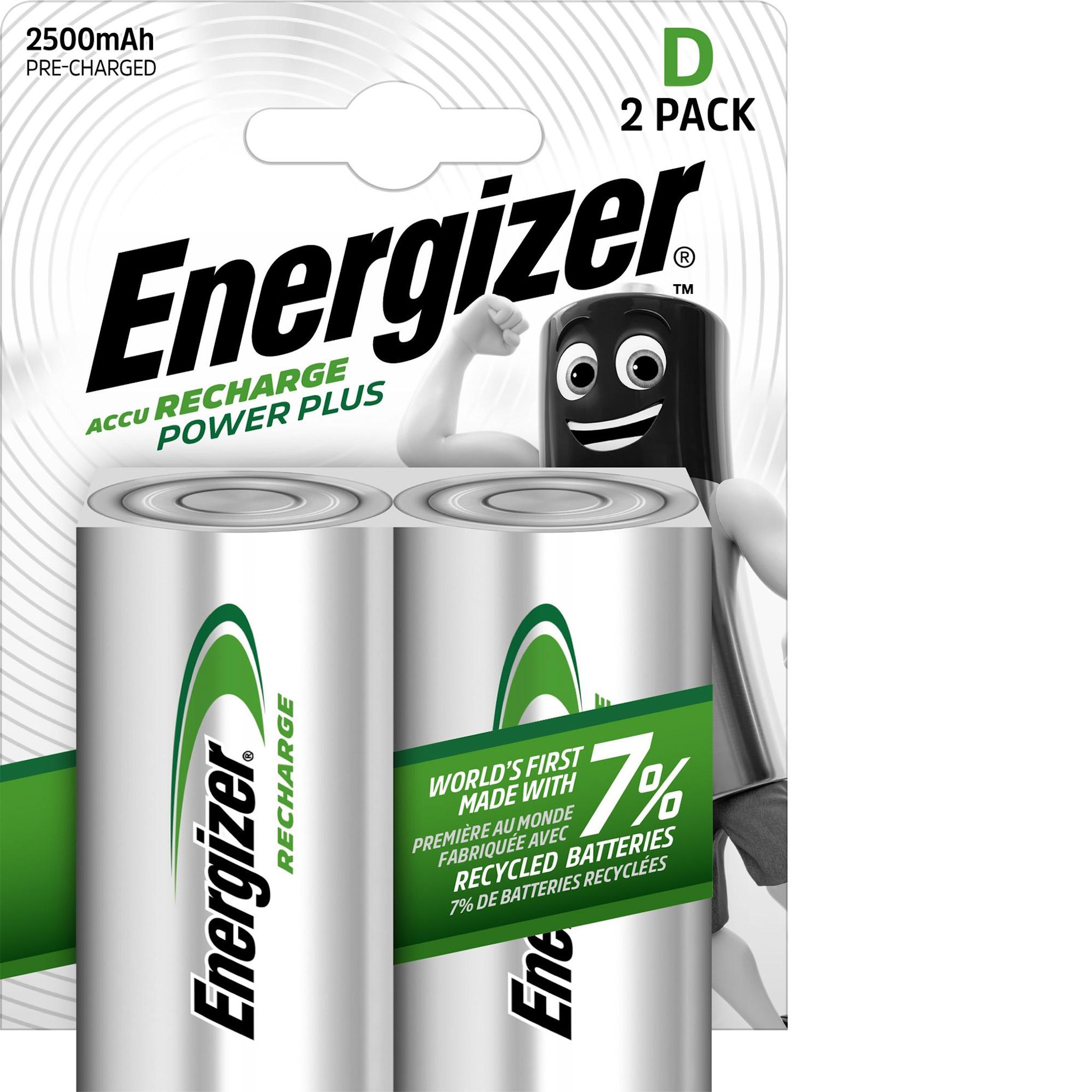 ENERGIZER 2 piles power plus D 2500 mAh