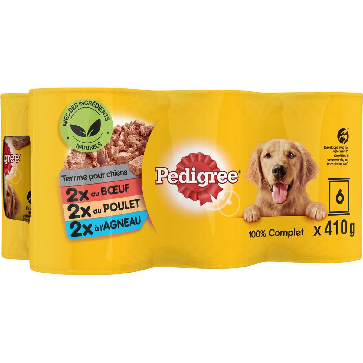 PEDIGREE Terrines saveurs boîtes pâtée à la viande pour chien 6x410g