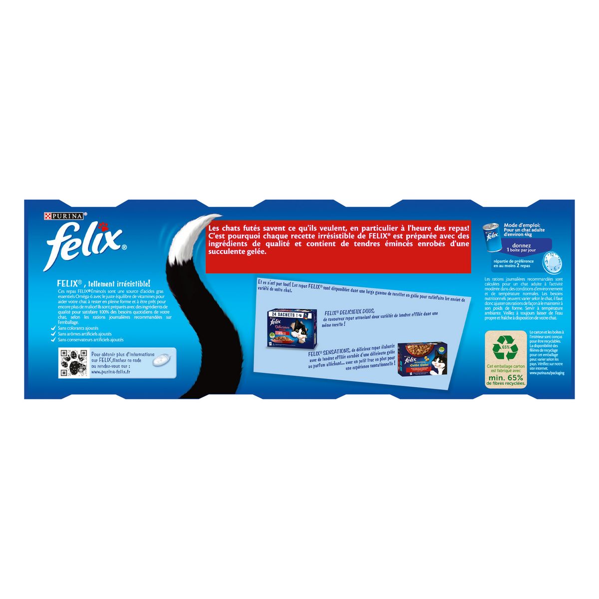 FELIX Boîtes émincés en gelée viandes poissons pour chat 4x400g