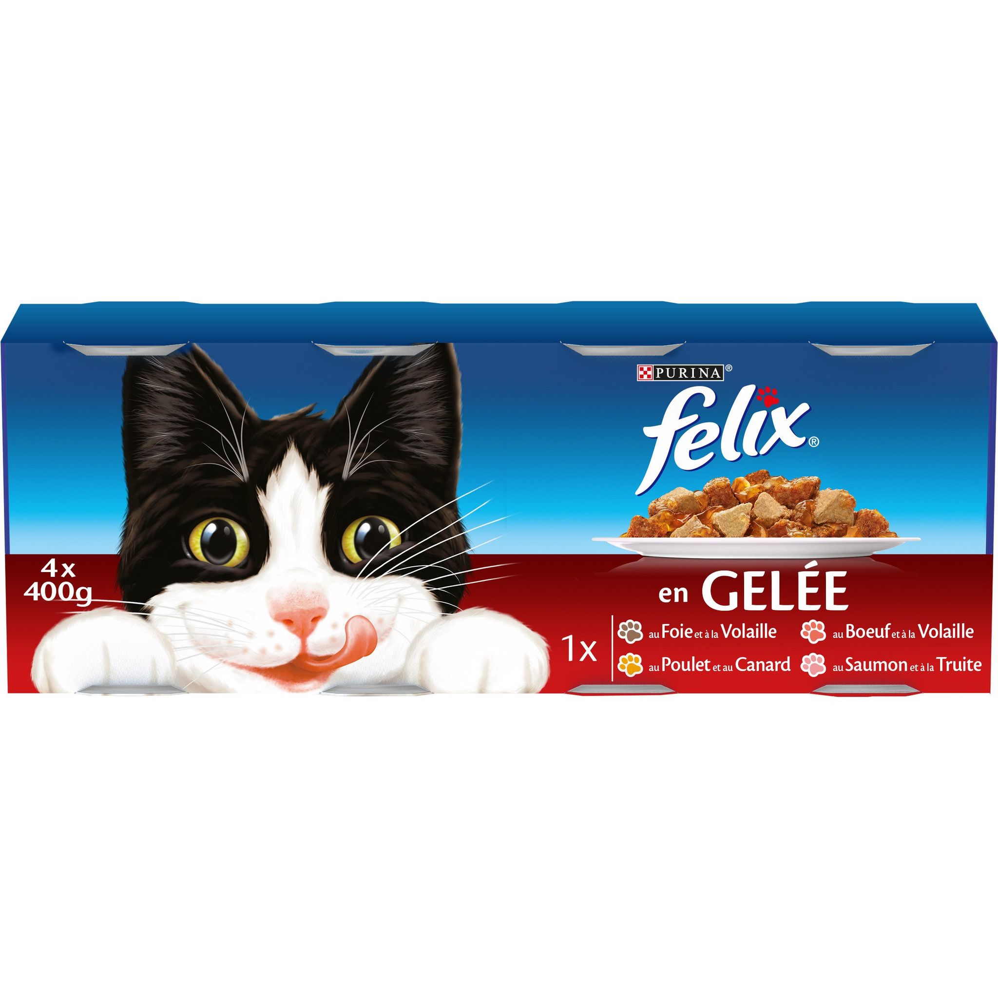Voir la diapositive 7 : FELIX Boîtes émincés en gelée viandes poissons pour chat 4x400g