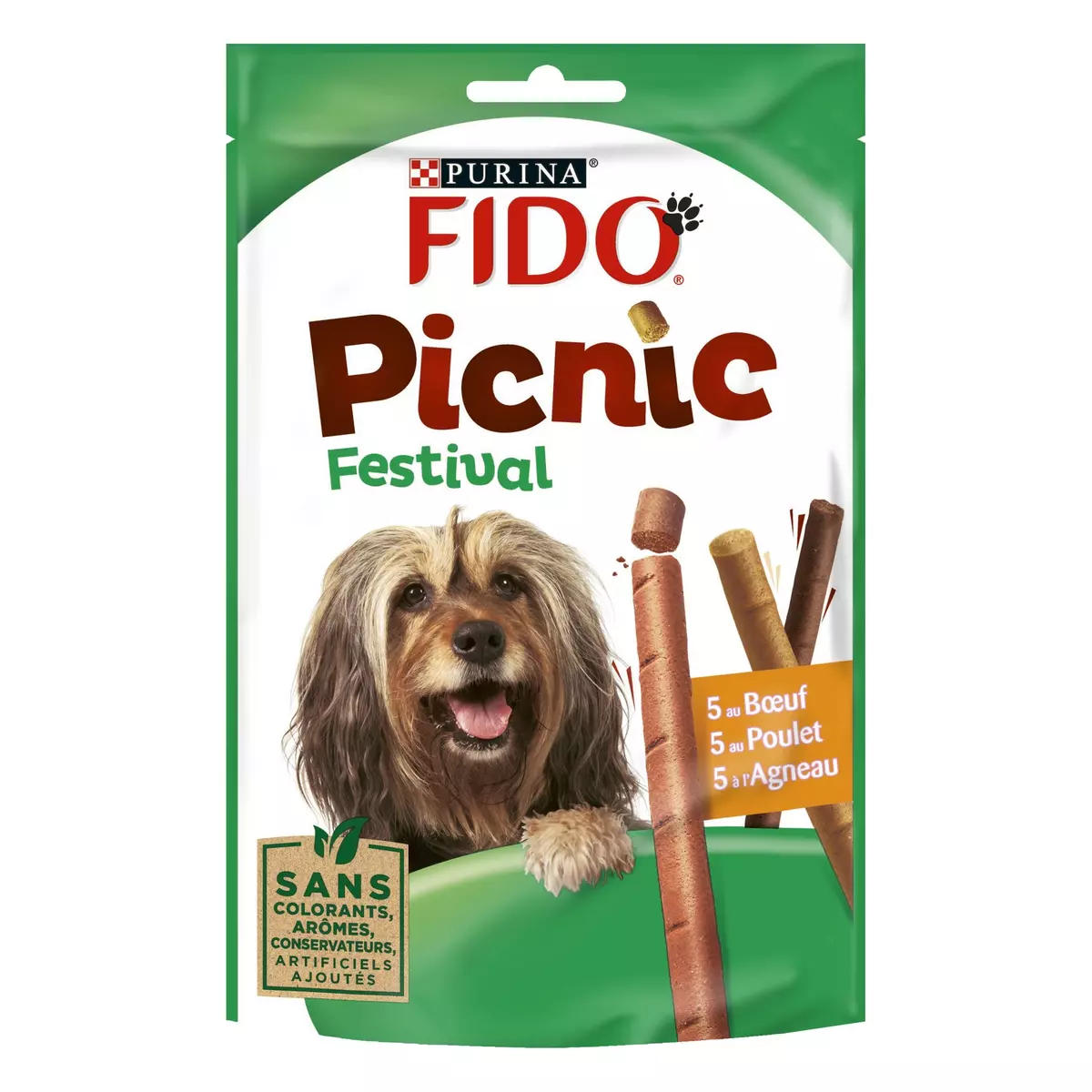 FIDO Friandises picnic boeuf poulet agneau pour chien 15 sticks 126g