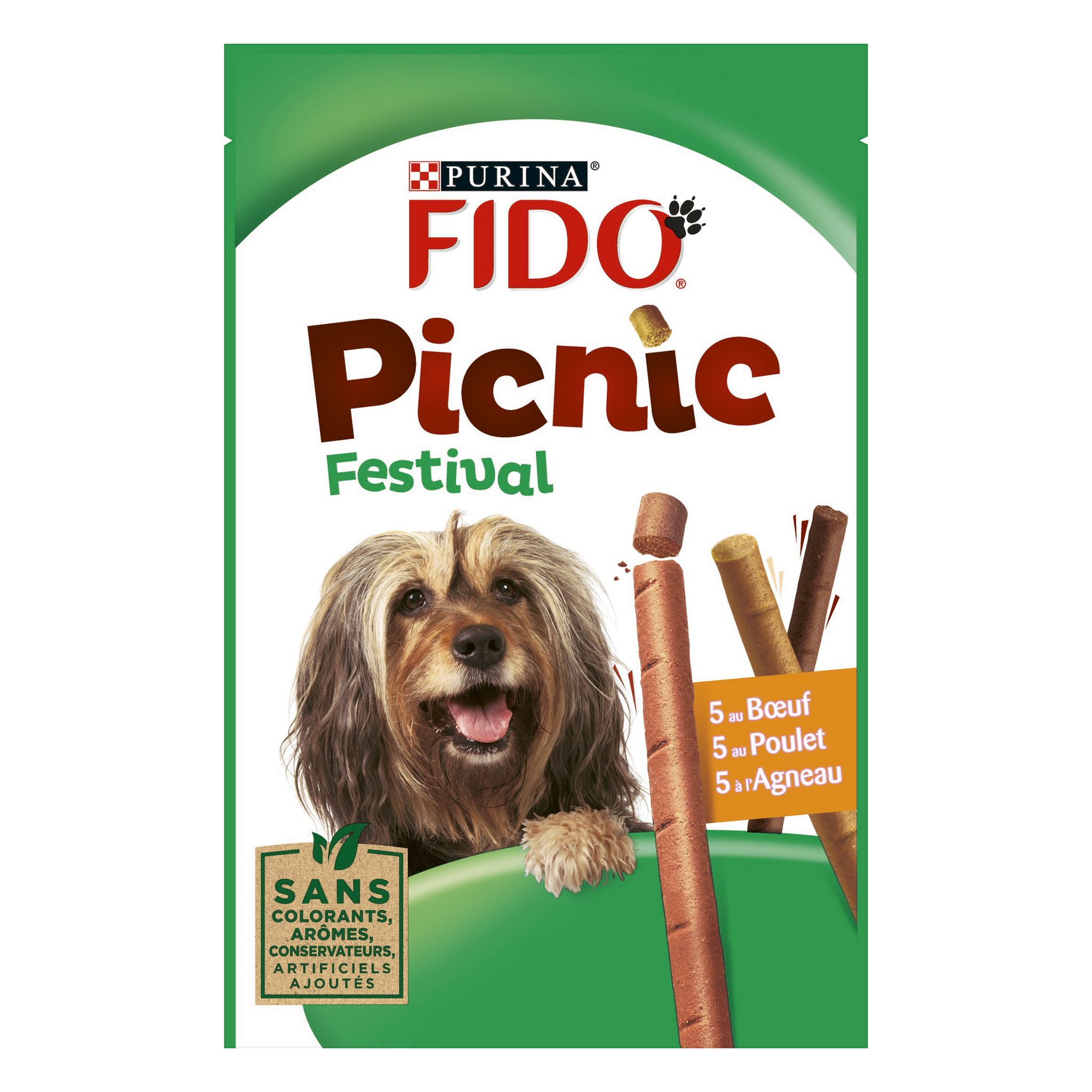 Voir la diapositive 2 : FIDO Friandises picnic boeuf poulet agneau pour chien 15 sticks 126g