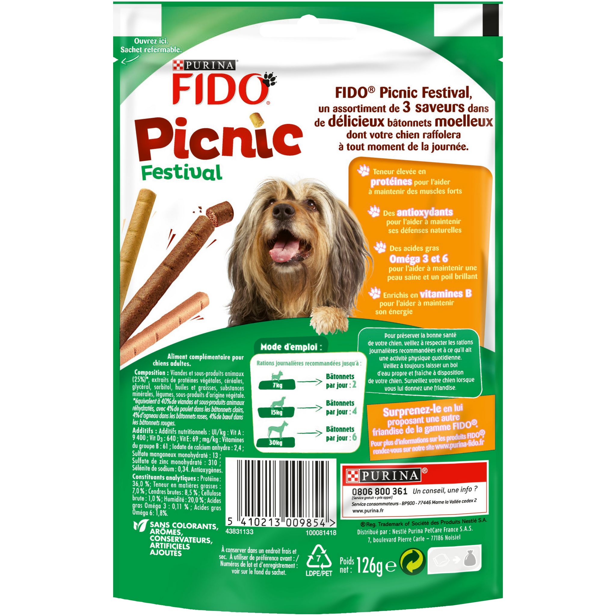 Voir la diapositive 14 : FIDO Friandises picnic boeuf poulet agneau pour chien 15 sticks 126g