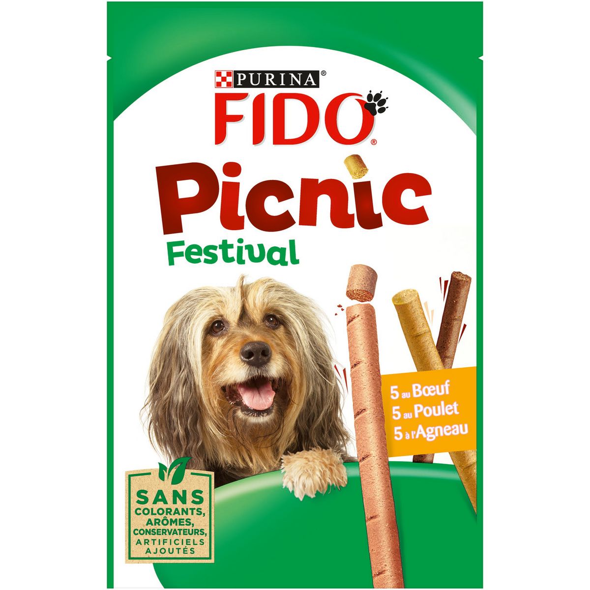 FIDO Friandises picnic boeuf poulet agneau pour chien 15 sticks 126g
