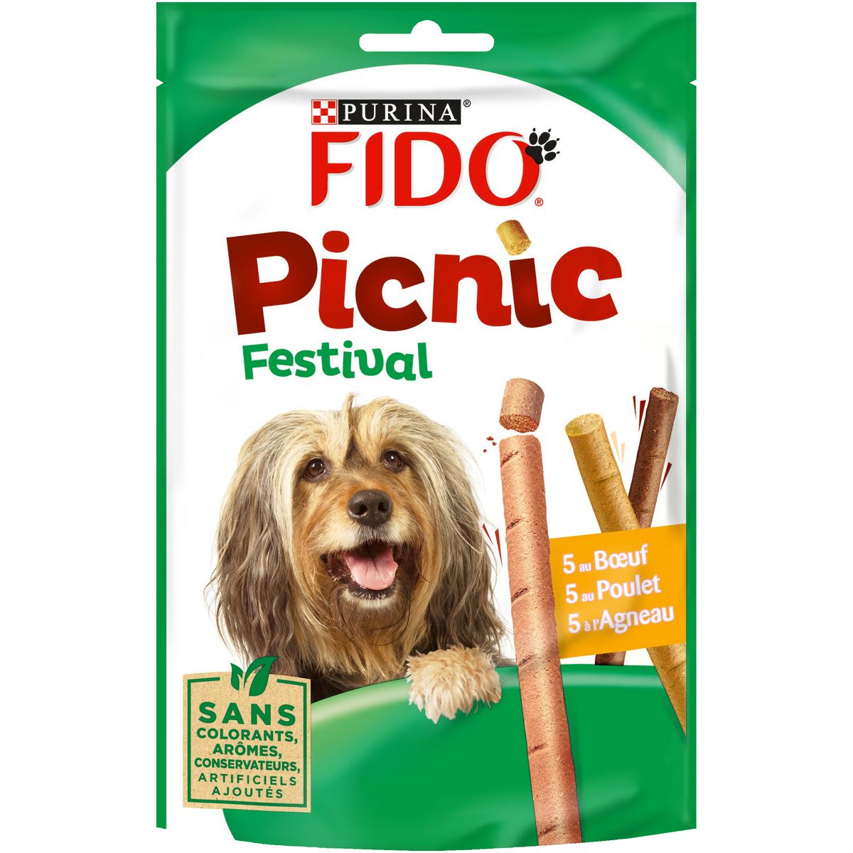 FIDO Friandises picnic boeuf poulet agneau pour chien 15 sticks 126g
