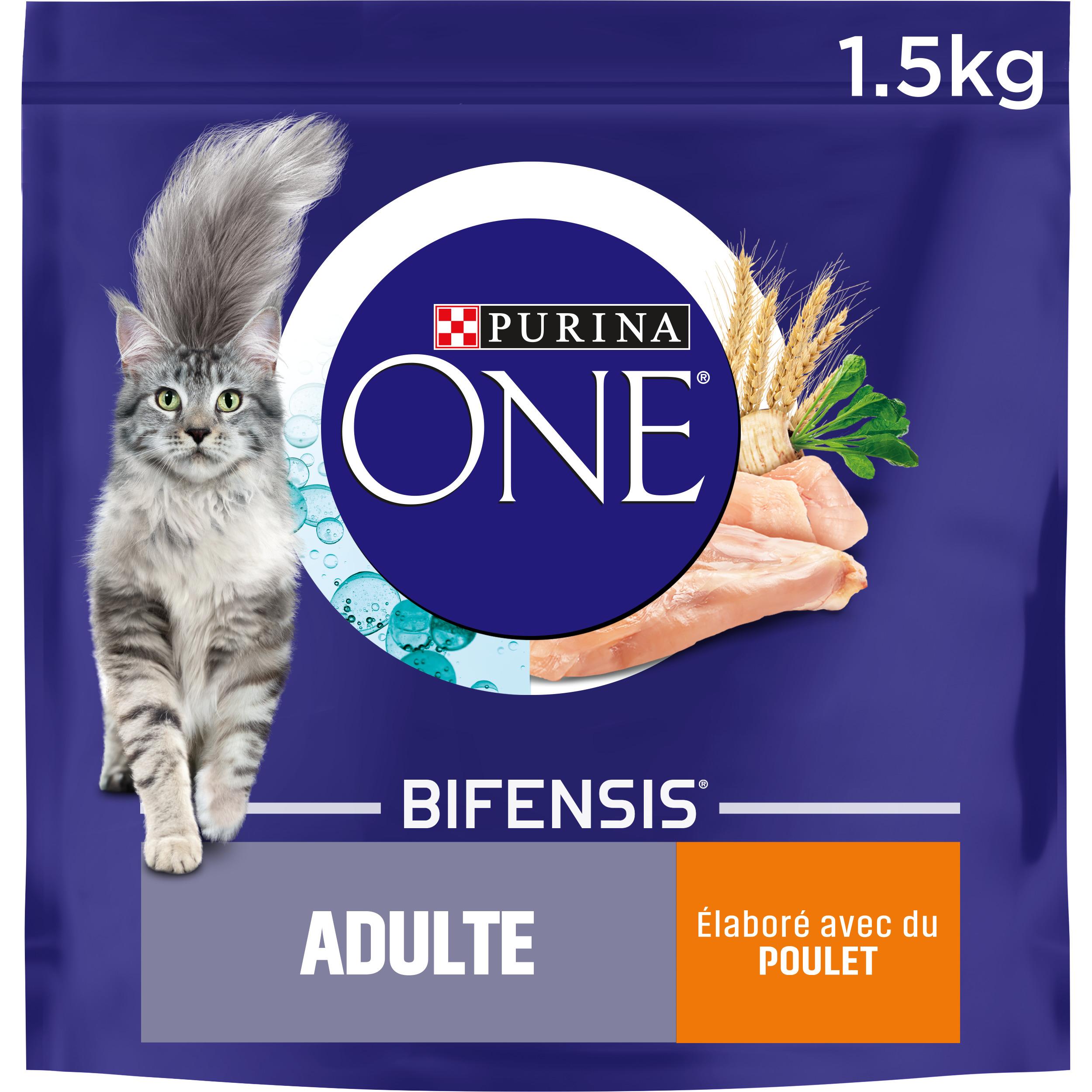 Voir la diapositive 2 : PURINA ONE Bifensis Croquettes au poulet céréales pour chat 1,5kg