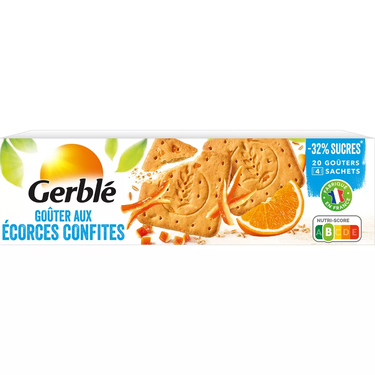 GERBLE Biscuits goûter aux écorces confites sachets fraîcheur 4x5 biscuits 360g