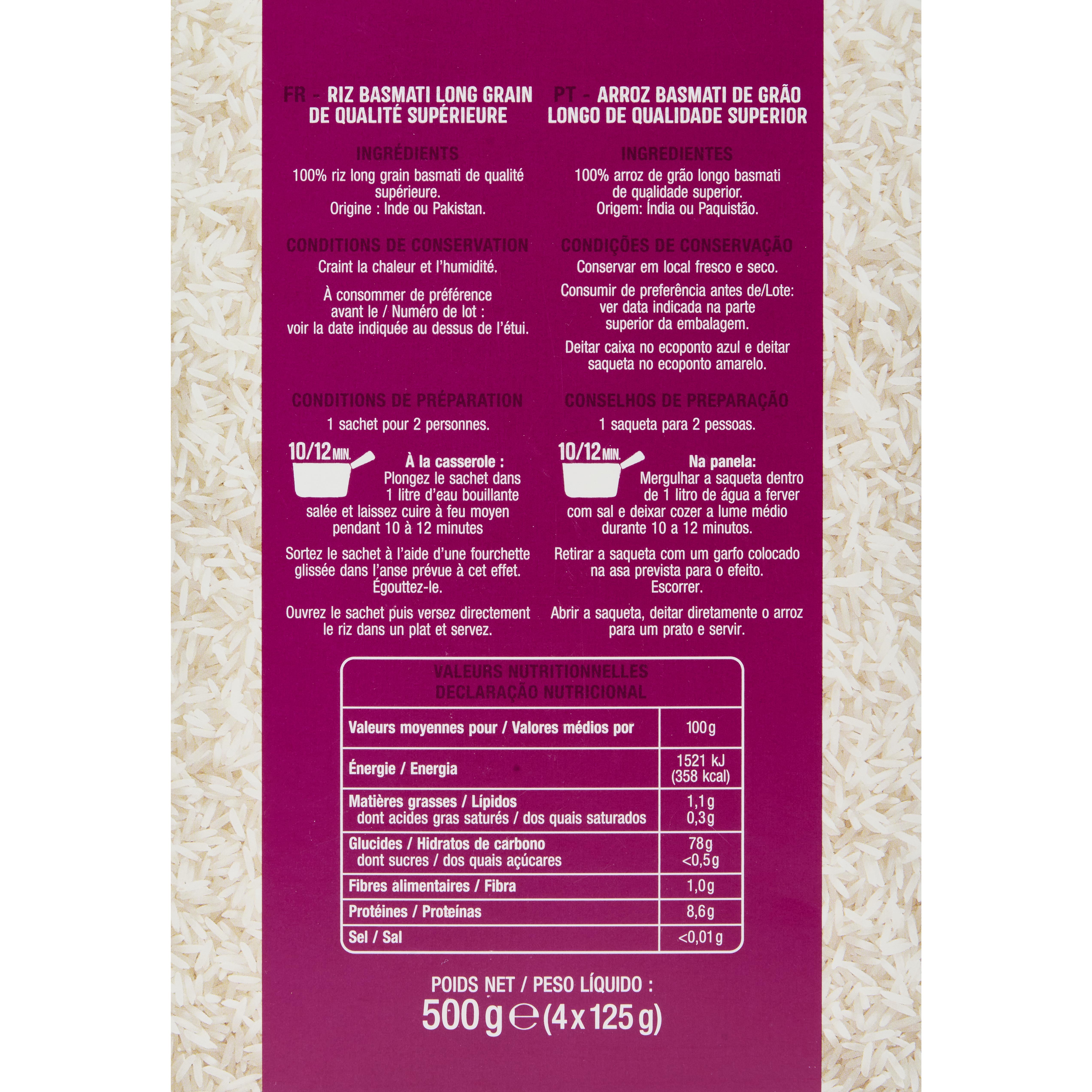 Voir la diapositive 2 : AUCHAN Riz basmati sachets cuisson prêt en 11 min 4 sachets 500g