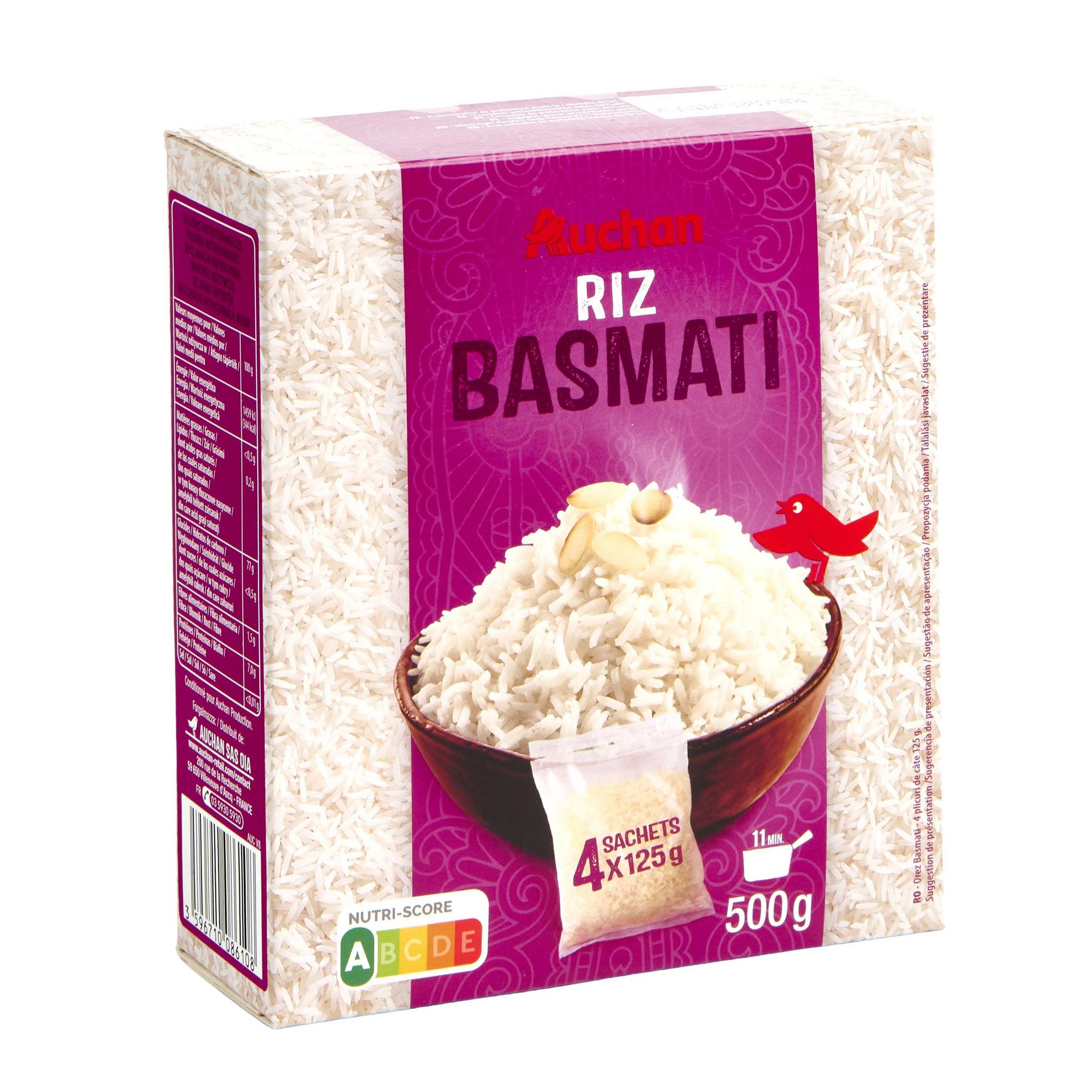 Voir la diapositive 3 : AUCHAN Riz basmati sachets cuisson prêt en 11 min 4 sachets 500g