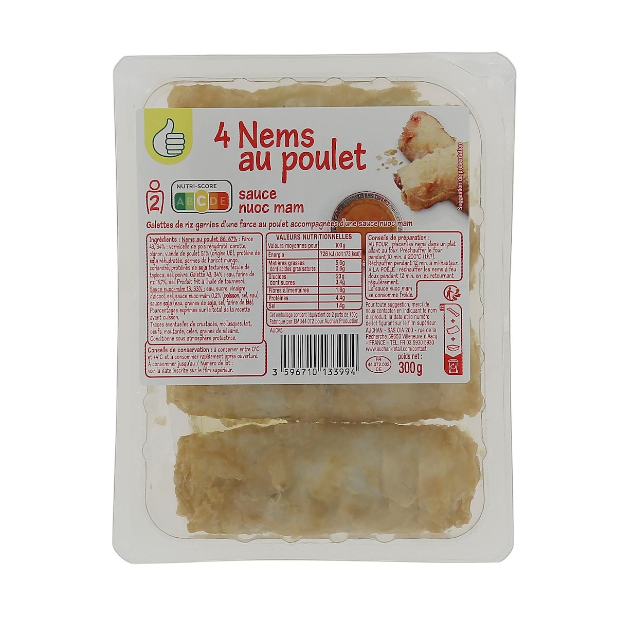 POUCE Nems au poulet avec sauce nuoc mam 4 pièces 300g