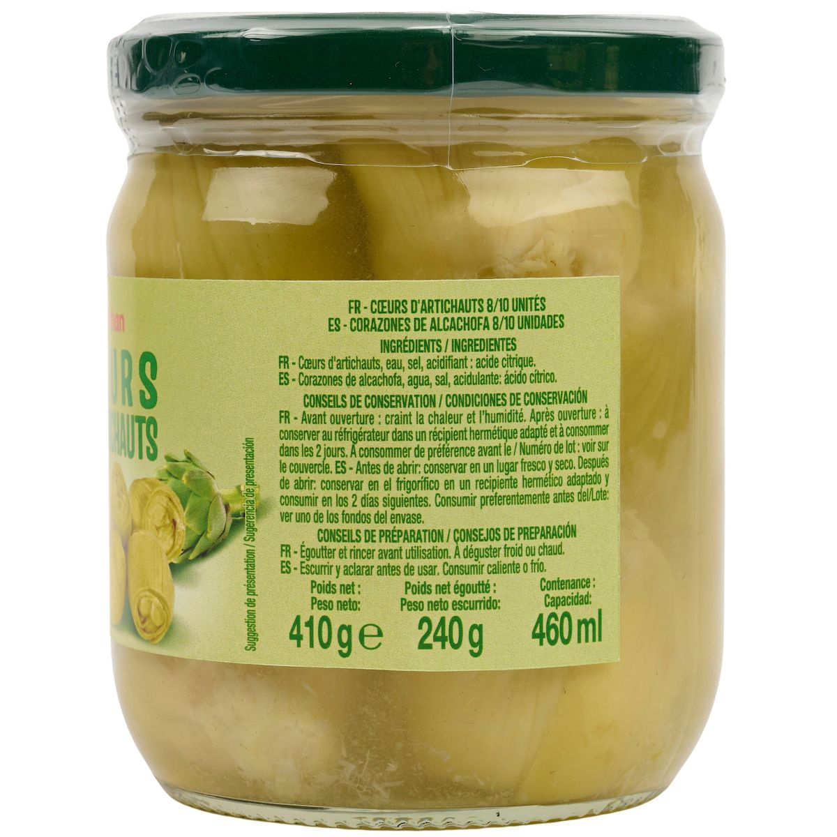 AUCHAN Coeurs d'artichauts 225g