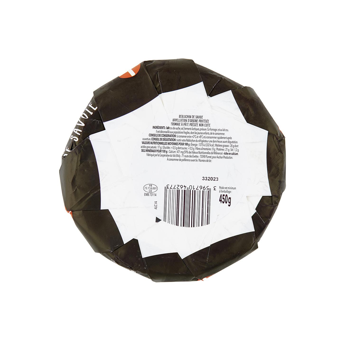 Voir la diapositive 3 : AUCHAN TERROIR Reblochon de Savoie AOP fruité 450g
