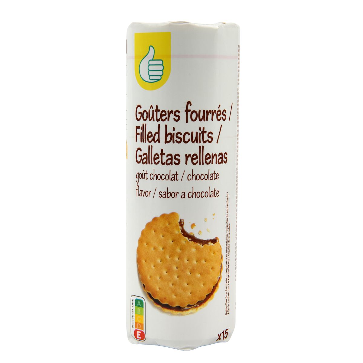POUCE Goûters fourrés ronds au chocolat 15 biscuits 300g