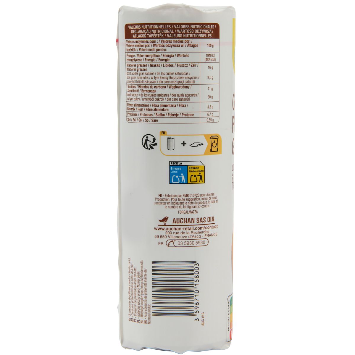 POUCE Goûters fourrés ronds au chocolat 3x15 biscuits 3x300g