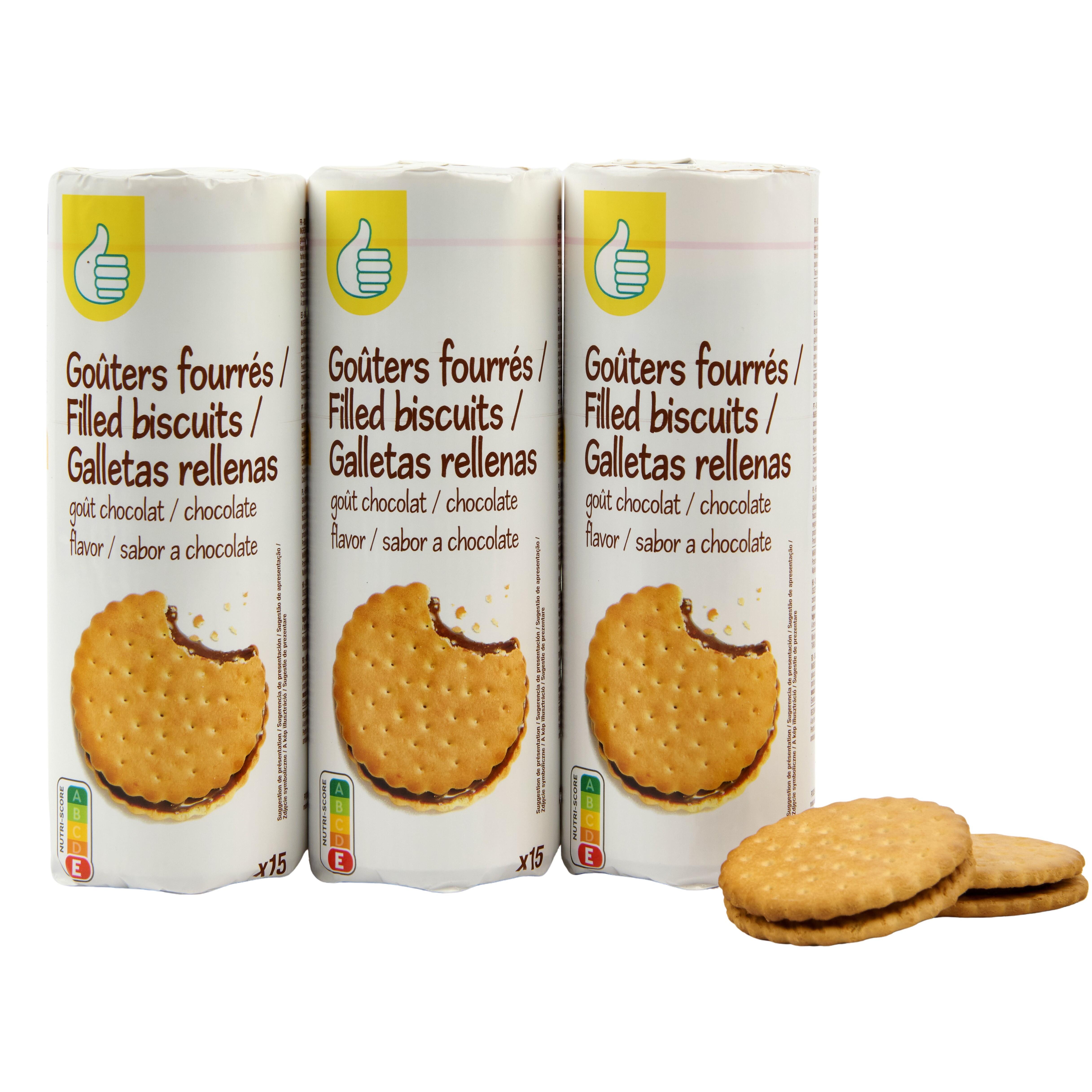 Voir la diapositive 3 : POUCE Goûters fourrés ronds au chocolat 3x15 biscuits 3x300g