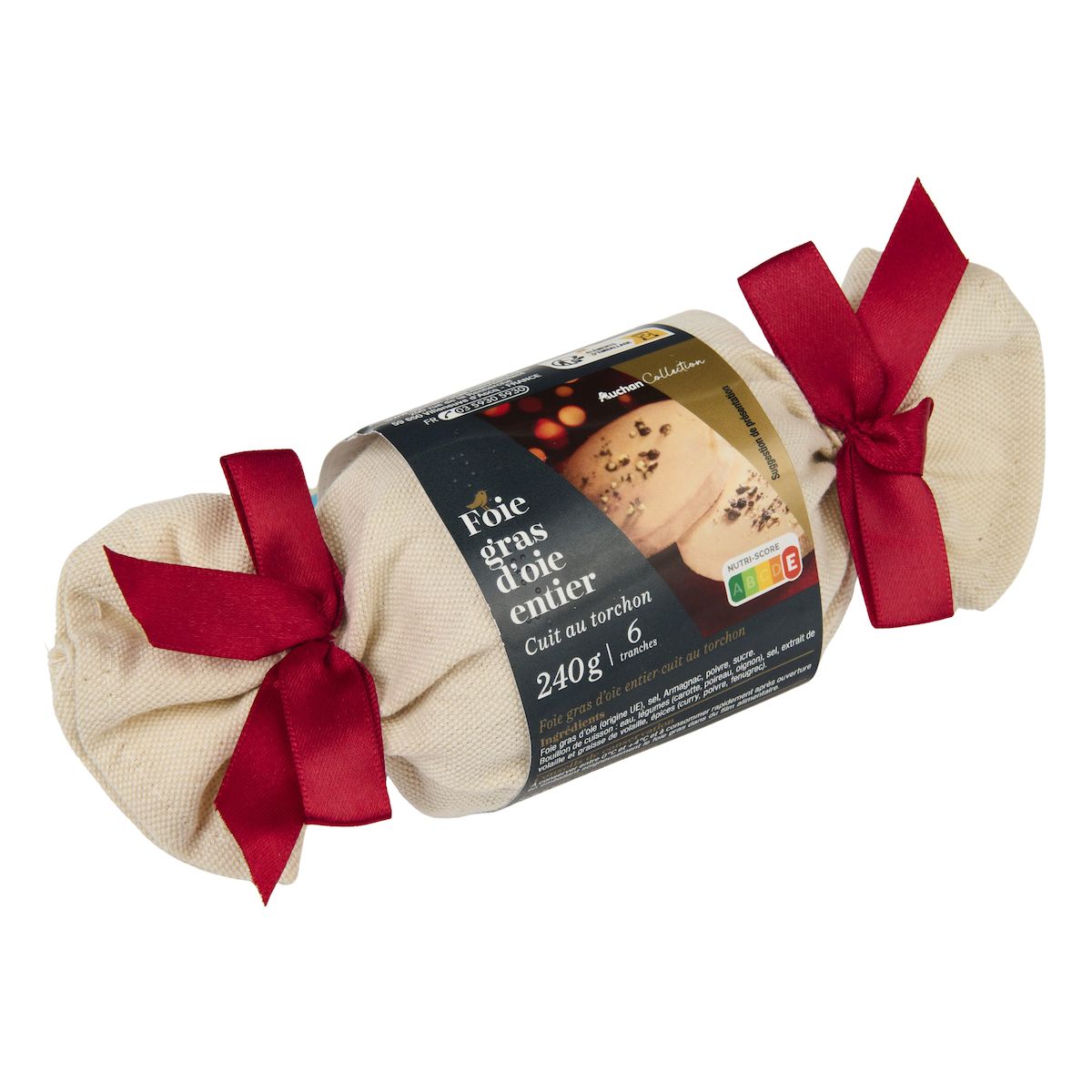 AUCHAN COLLECTION Foie gras d'oie entier cuit au torchon 6 parts 240g