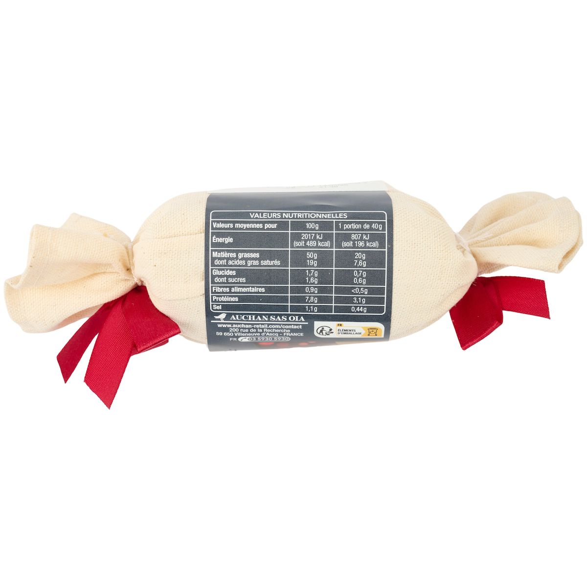 AUCHAN COLLECTION Foie gras d'oie entier cuit au torchon 6 parts 240g