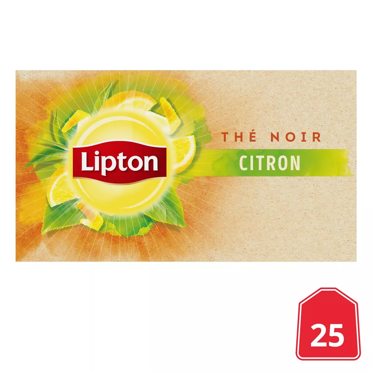 LIPTON Thé noir citron 25 sachets 40g