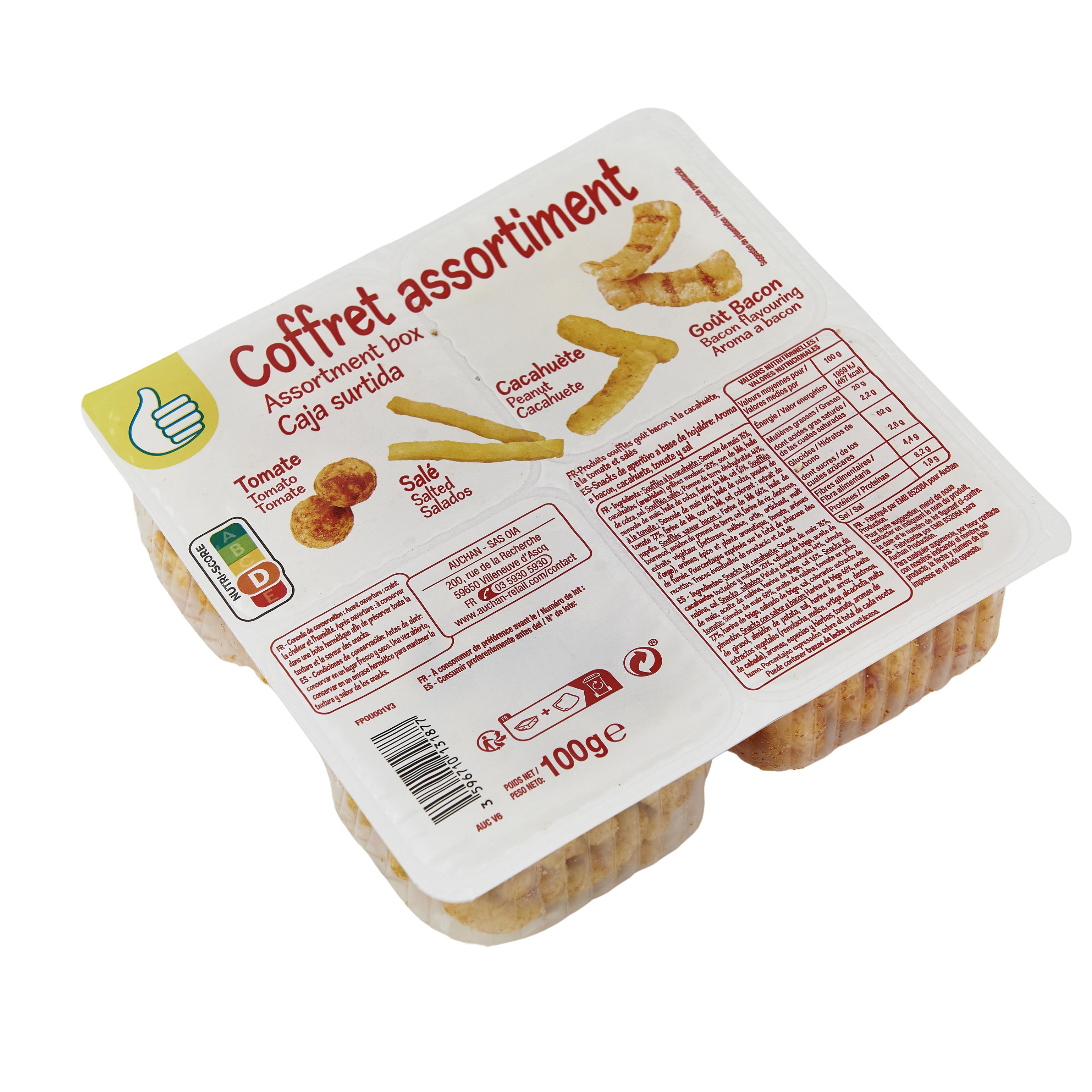 Voir la diapositive 2 : POUCE Assortiment de biscuits soufflés apéritifs 100g