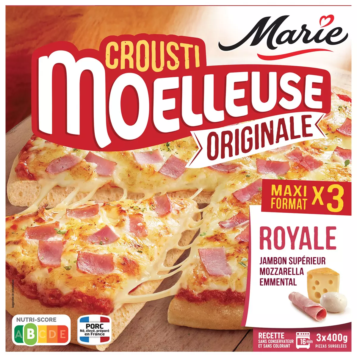 MARIE Pizza croustimoelleuse royale 3 pièces 1,2kg