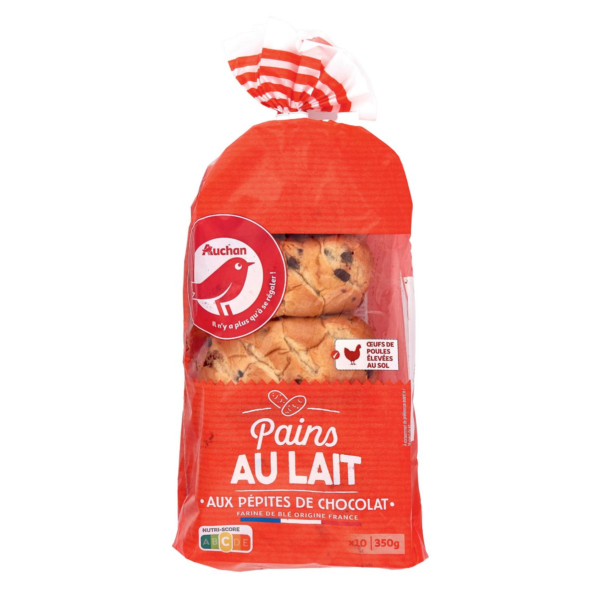 AUCHAN Pains au lait aux pépites de chocolat 10 pièces 350g