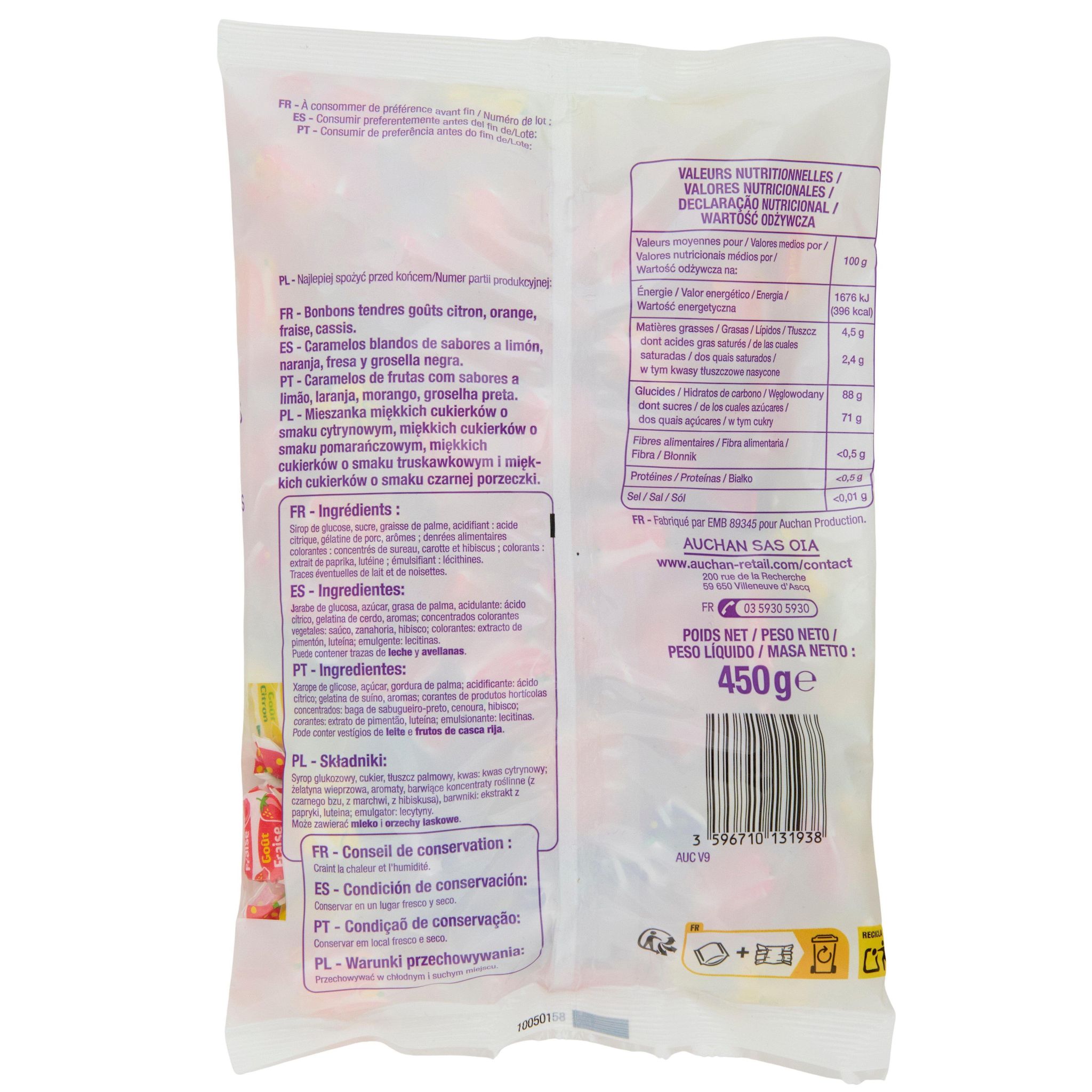 Voir la diapositive 2 : POUCE Bonbons aux fruits 450g