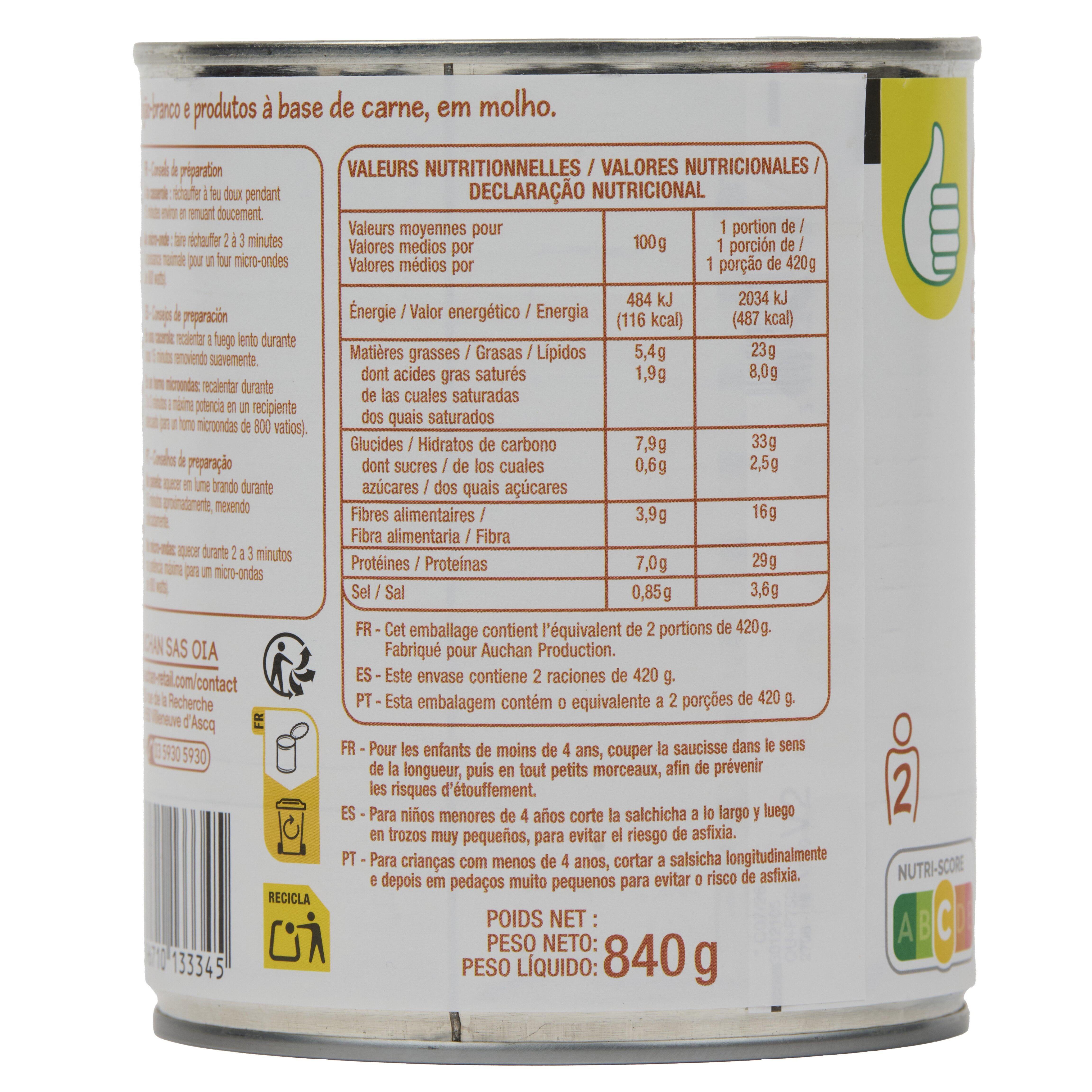Voir la diapositive 3 : POUCE Cassoulet 2 personnes 840g