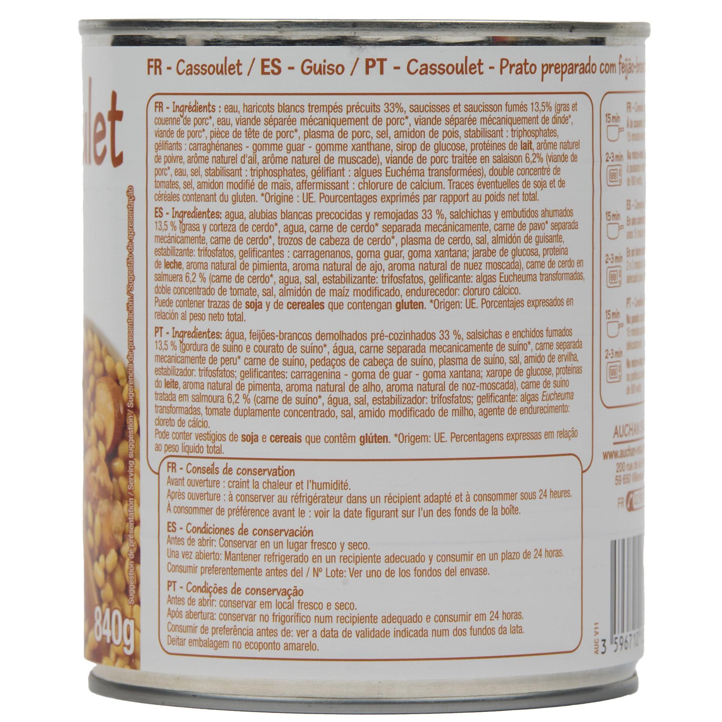 Voir la diapositive 4 : POUCE Cassoulet 2 personnes 840g