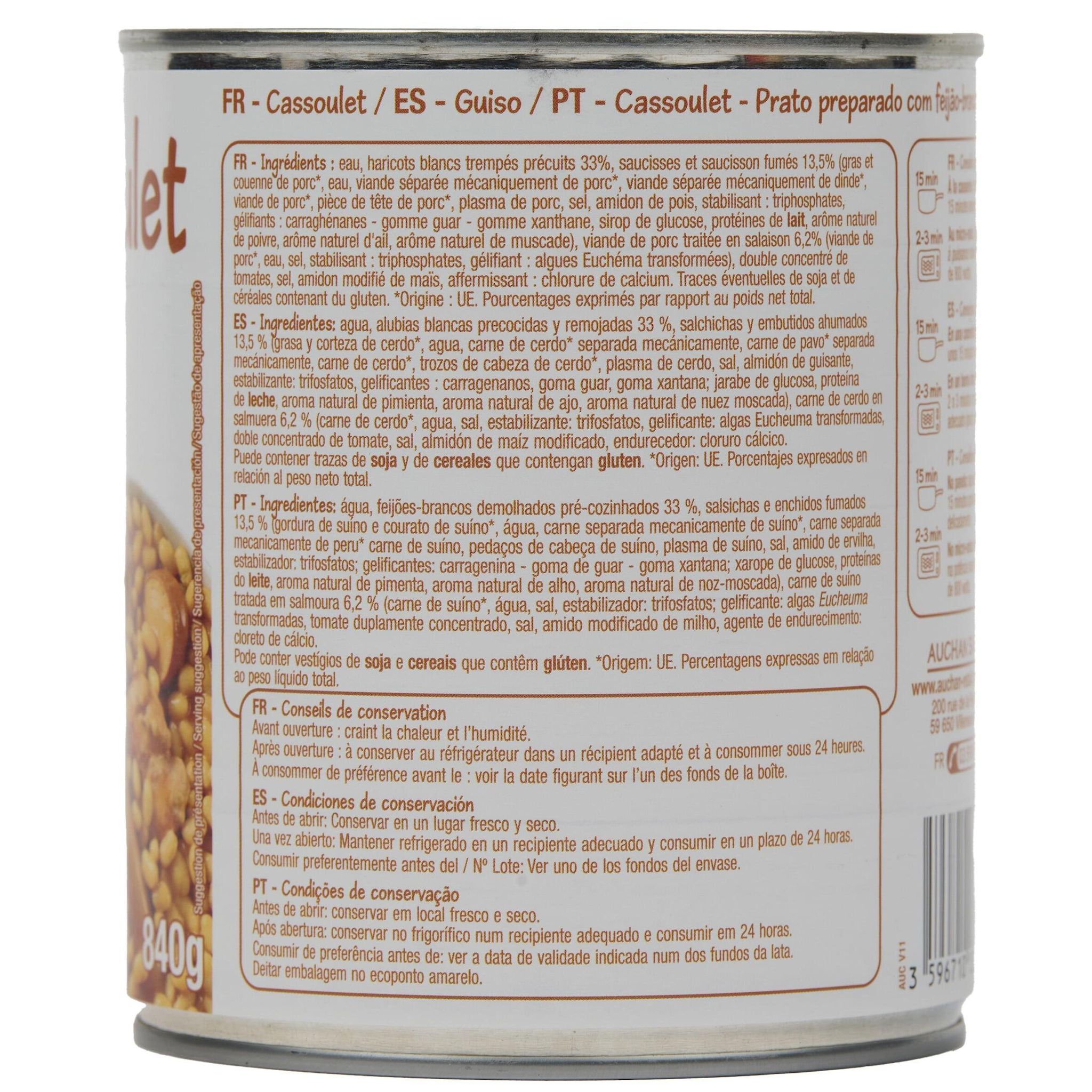 Voir la diapositive 4 : POUCE Cassoulet 2 personnes 840g
