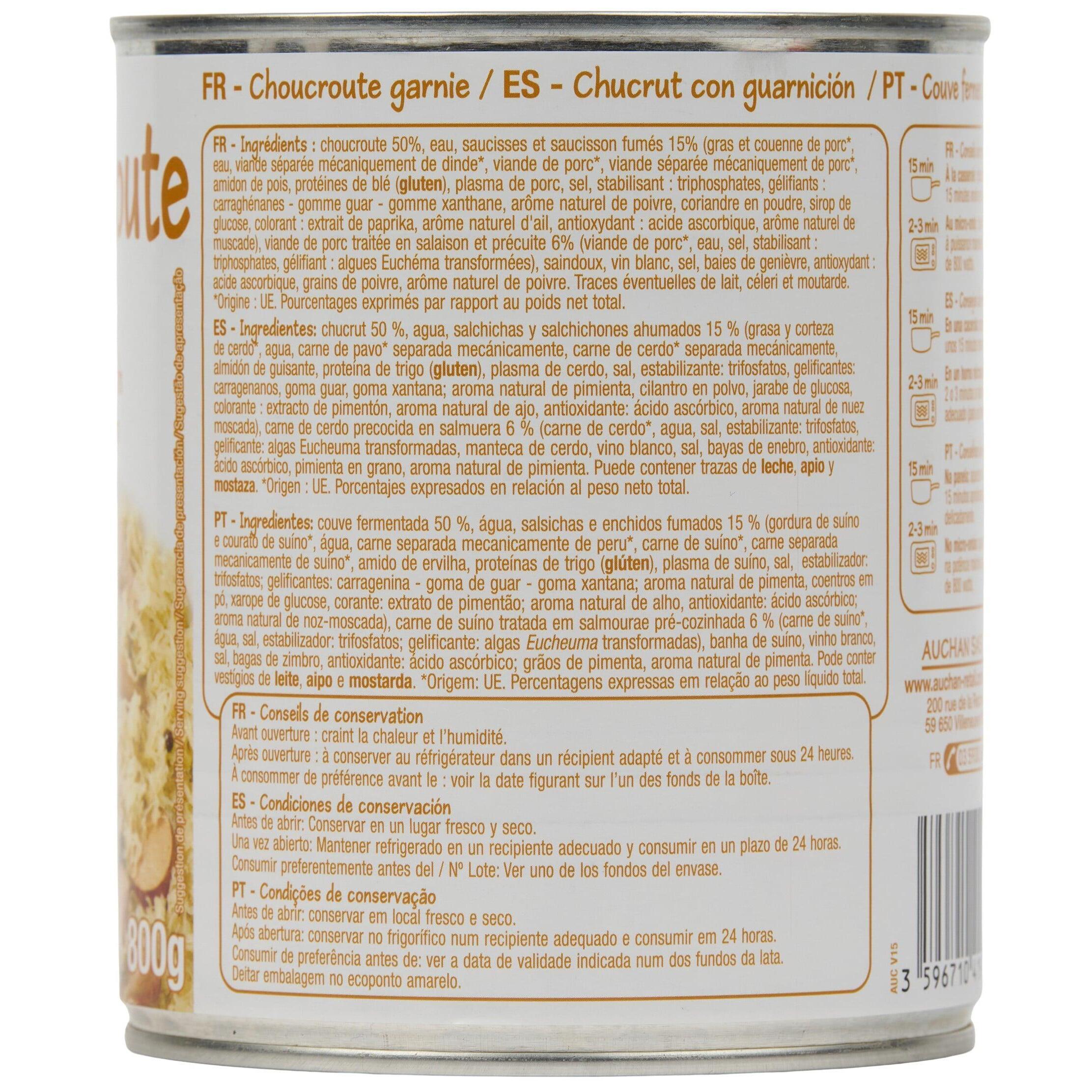 Voir la diapositive 3 : POUCE Choucroute garnie 2 personnes 800g