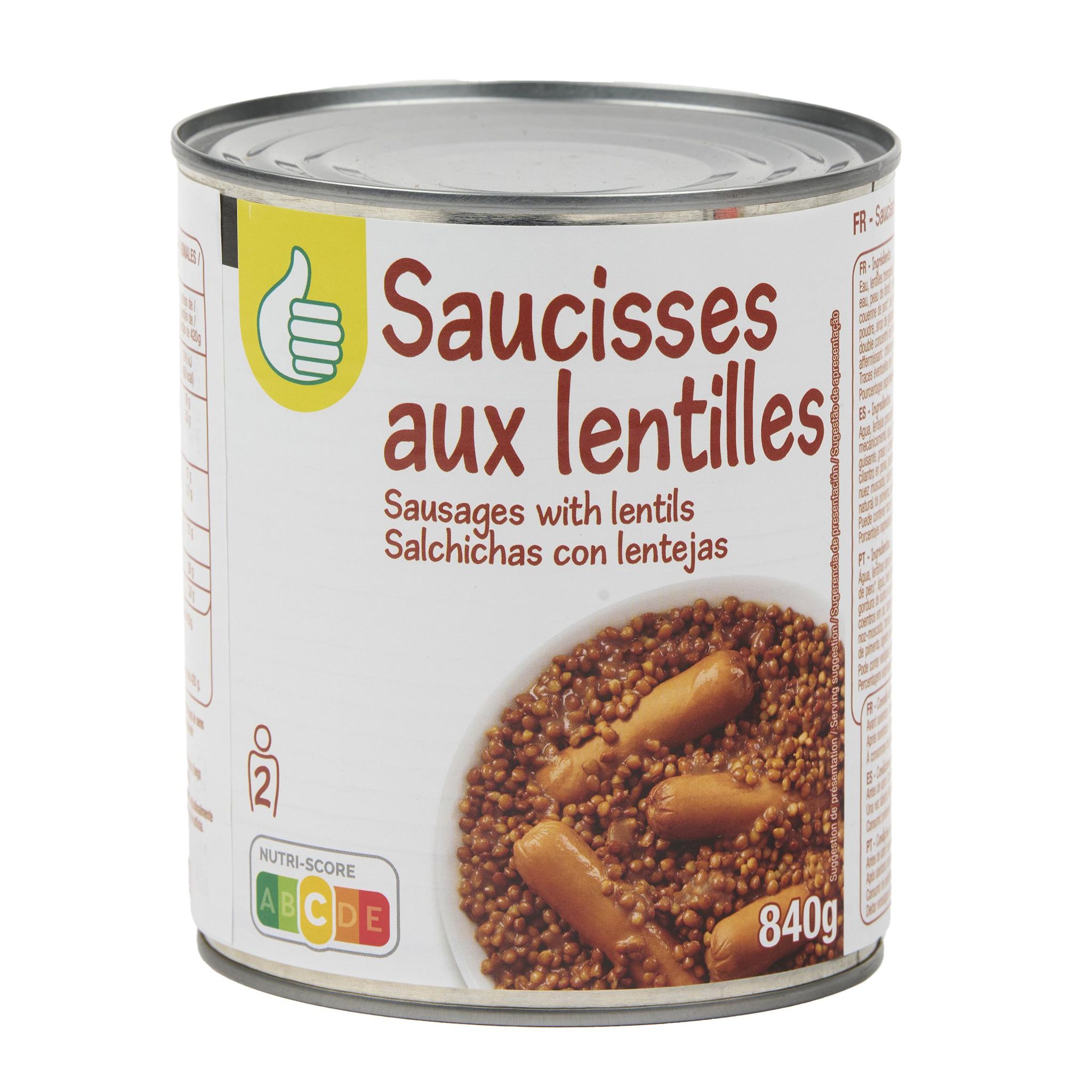 Voir la diapositive 3 : POUCE Saucisses aux lentilles 2 personnes 840g