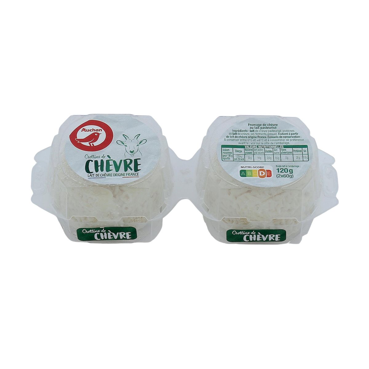 AUCHAN Crottin de chèvre 2x60g