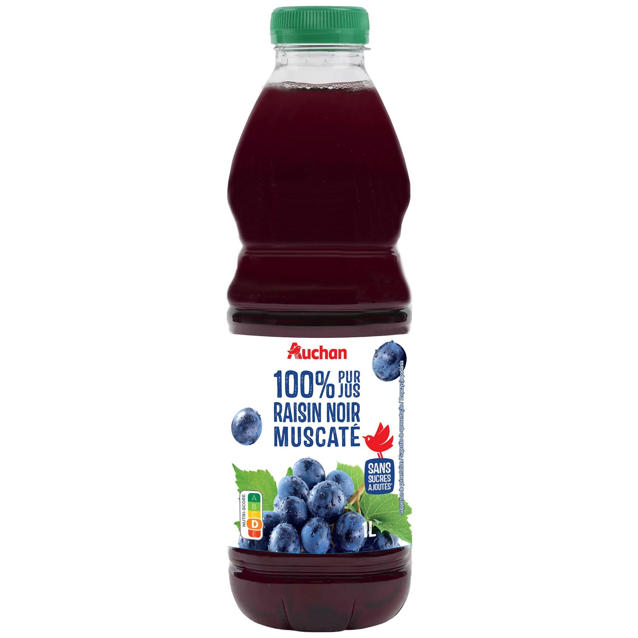 Voir la diapositive 2 : AUCHAN Pur jus de raisin noir muscat 1l