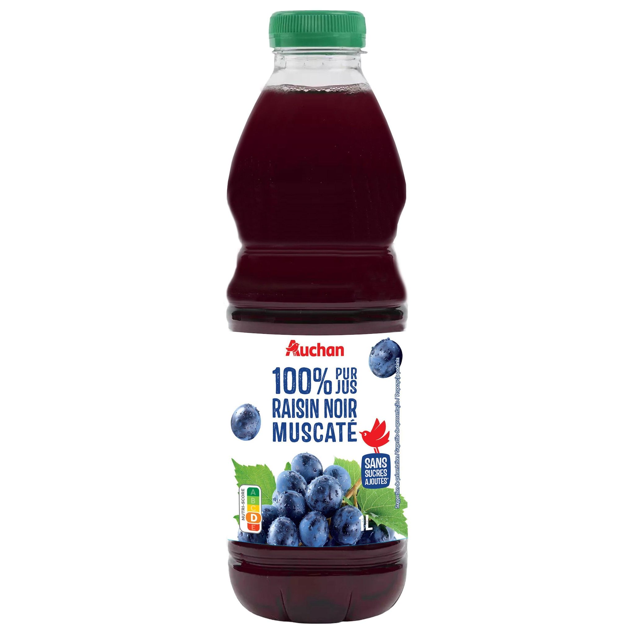 Voir la diapositive 4 : AUCHAN Pur jus de raisin noir muscat 1l