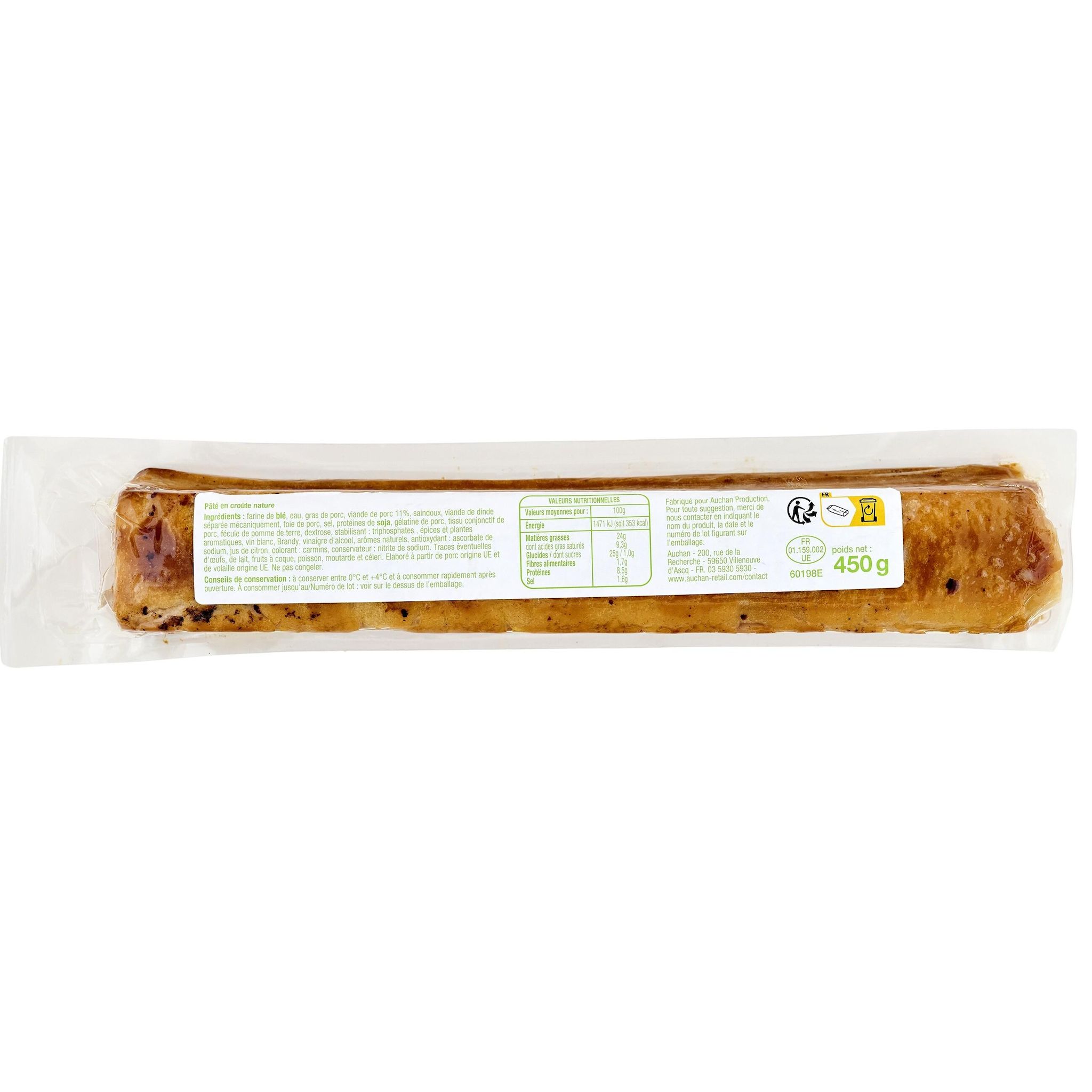 Voir la diapositive 3 : POUCE Pâté en croûte cocktail nature 450g
