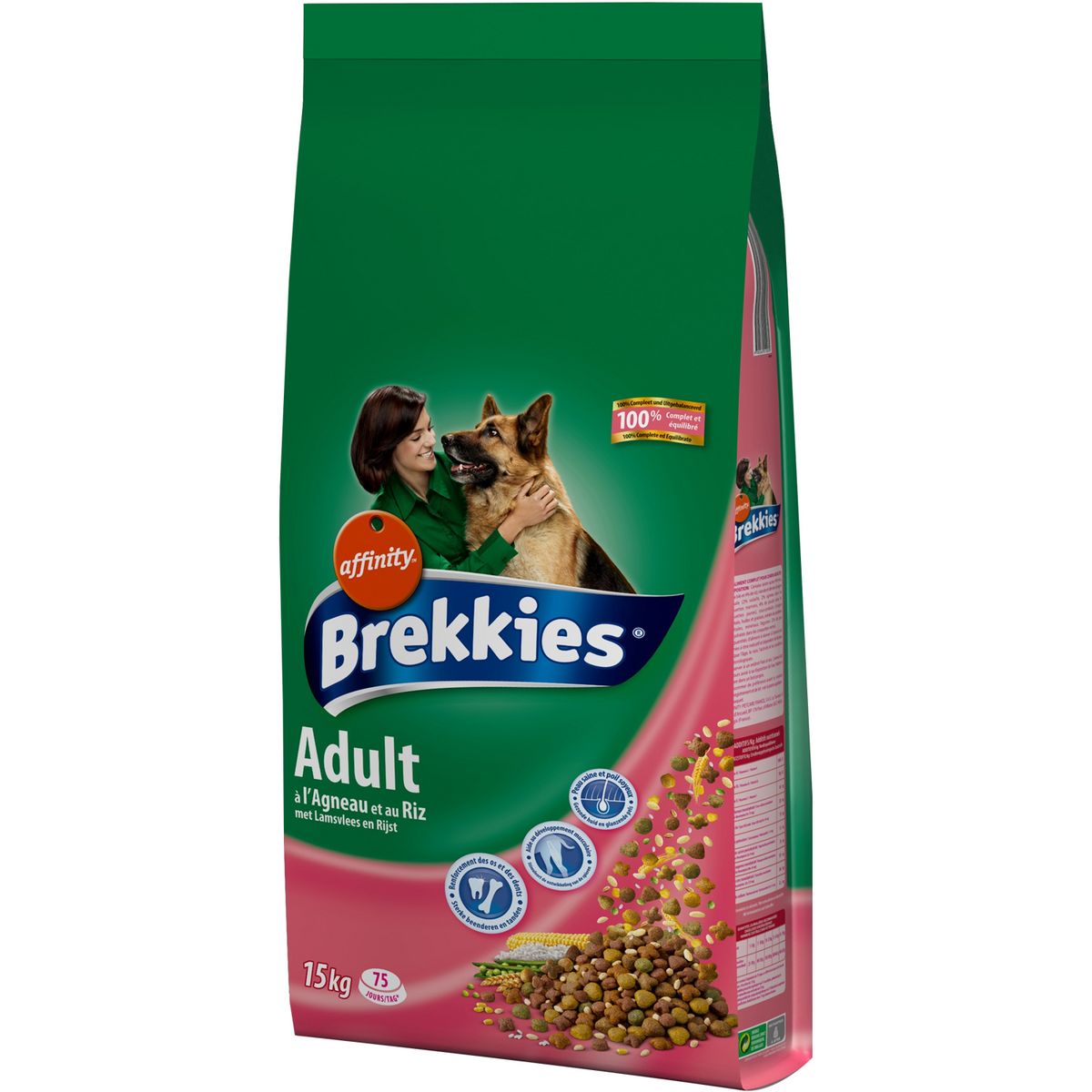 BREKKIES Croquettes à l'agneau et aux légumes pour chien 15kg