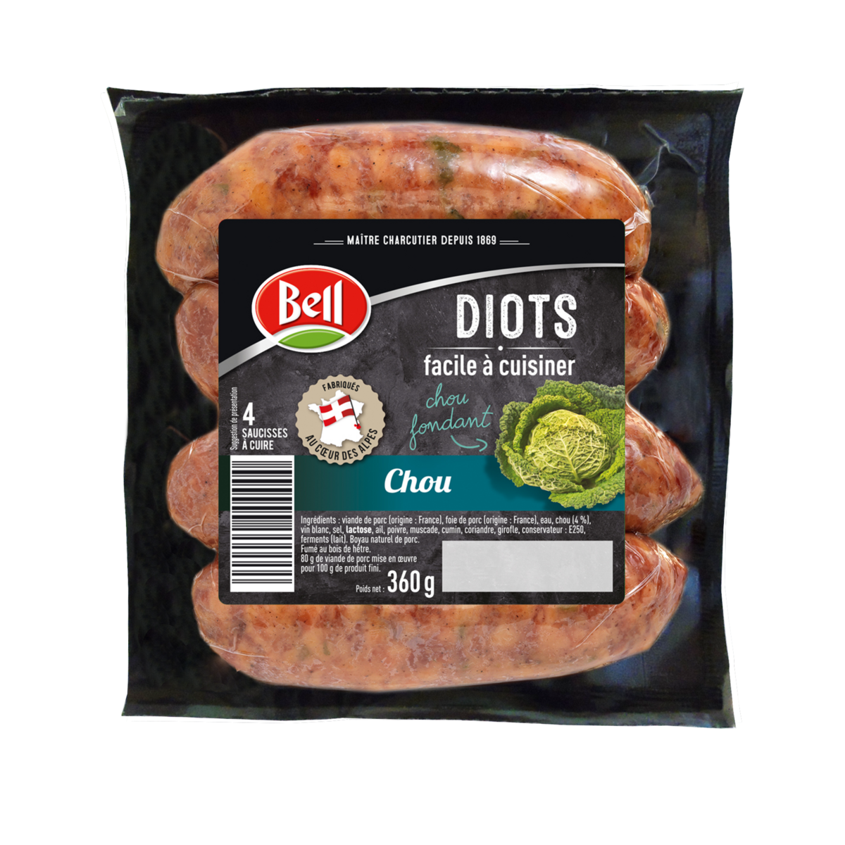 BELL Diots à cuisiner au chou 4 pièces 360g