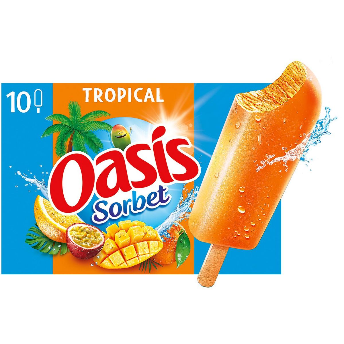 OASIS Bâtonnets glacés sorbet tropical 10 pièces 400g