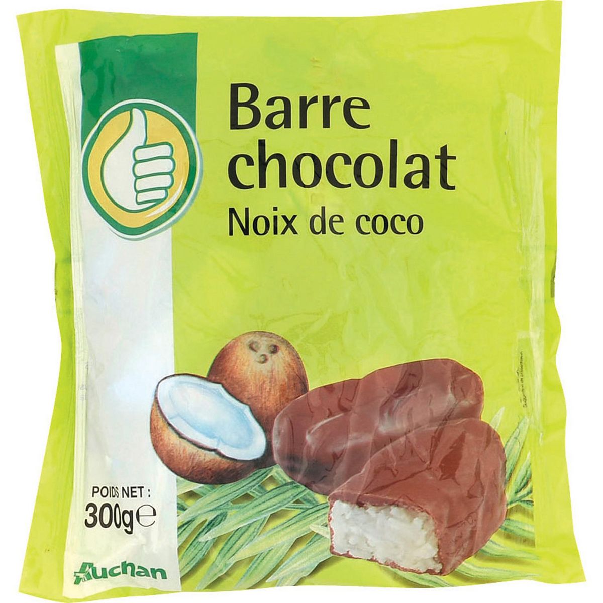 POUCE Barres chocolatées à la noix de coco 300g