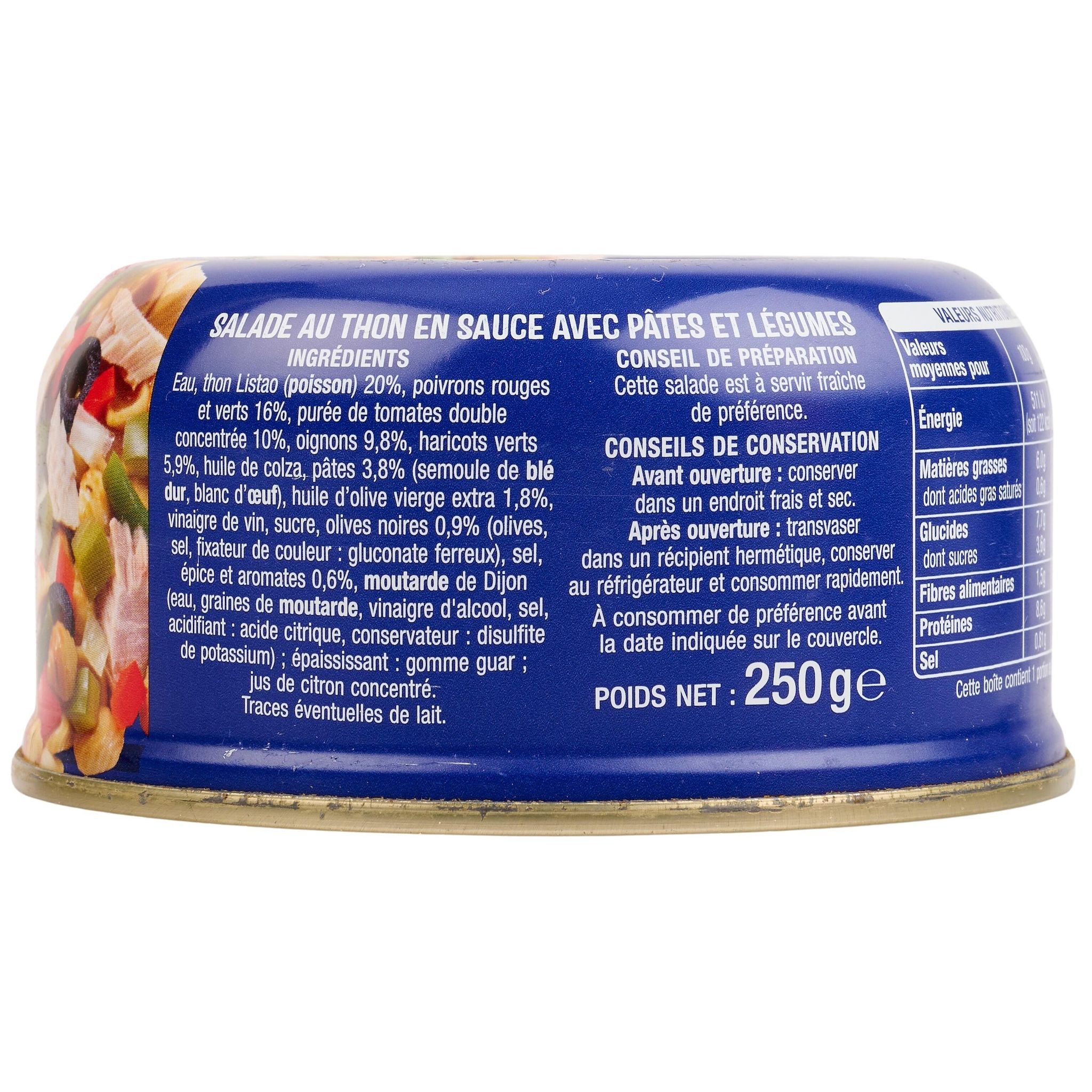 Voir la diapositive 2 : AUCHAN Salade catalane au thon 250g