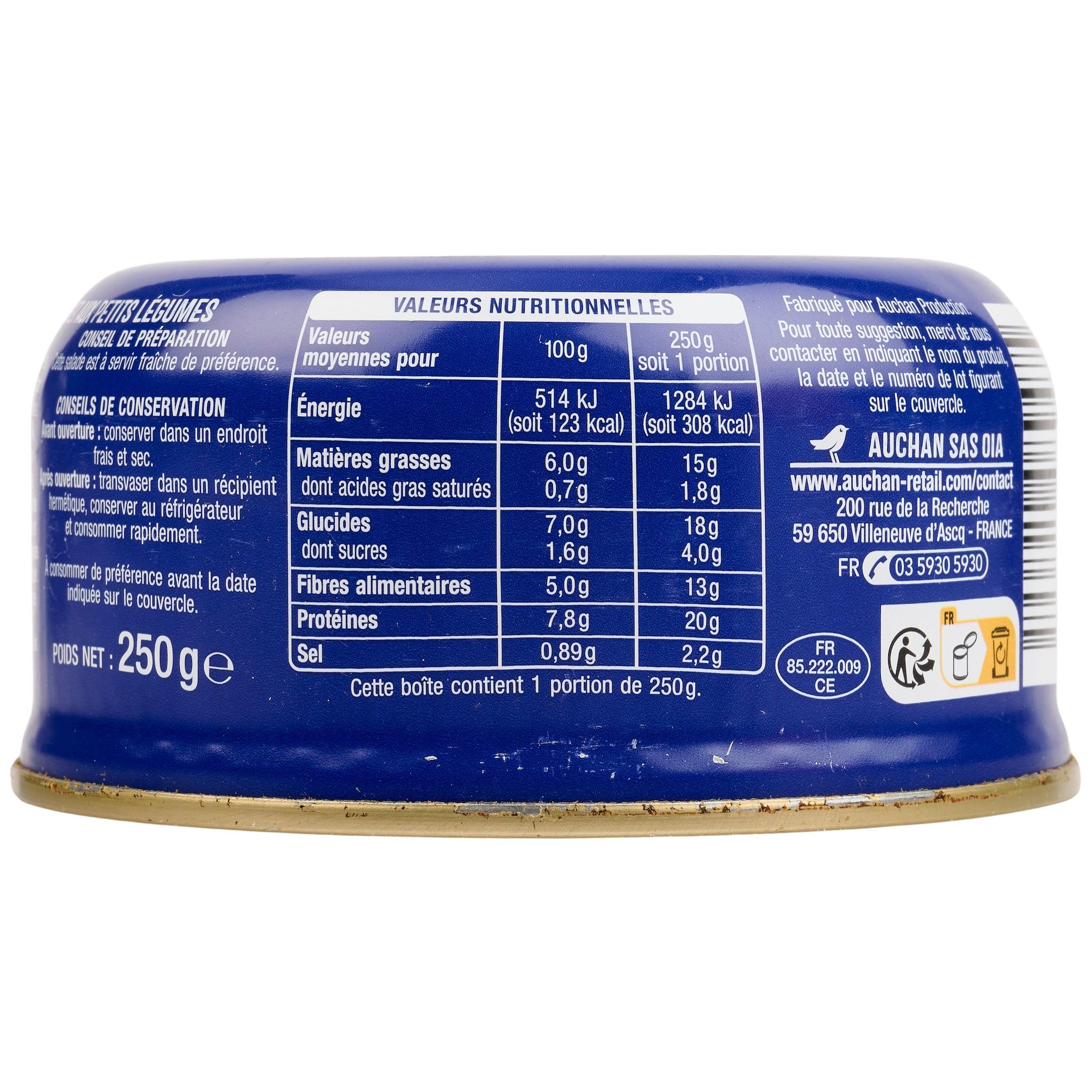 Voir la diapositive 2 : AUCHAN Salade campagnarde au thon 250g