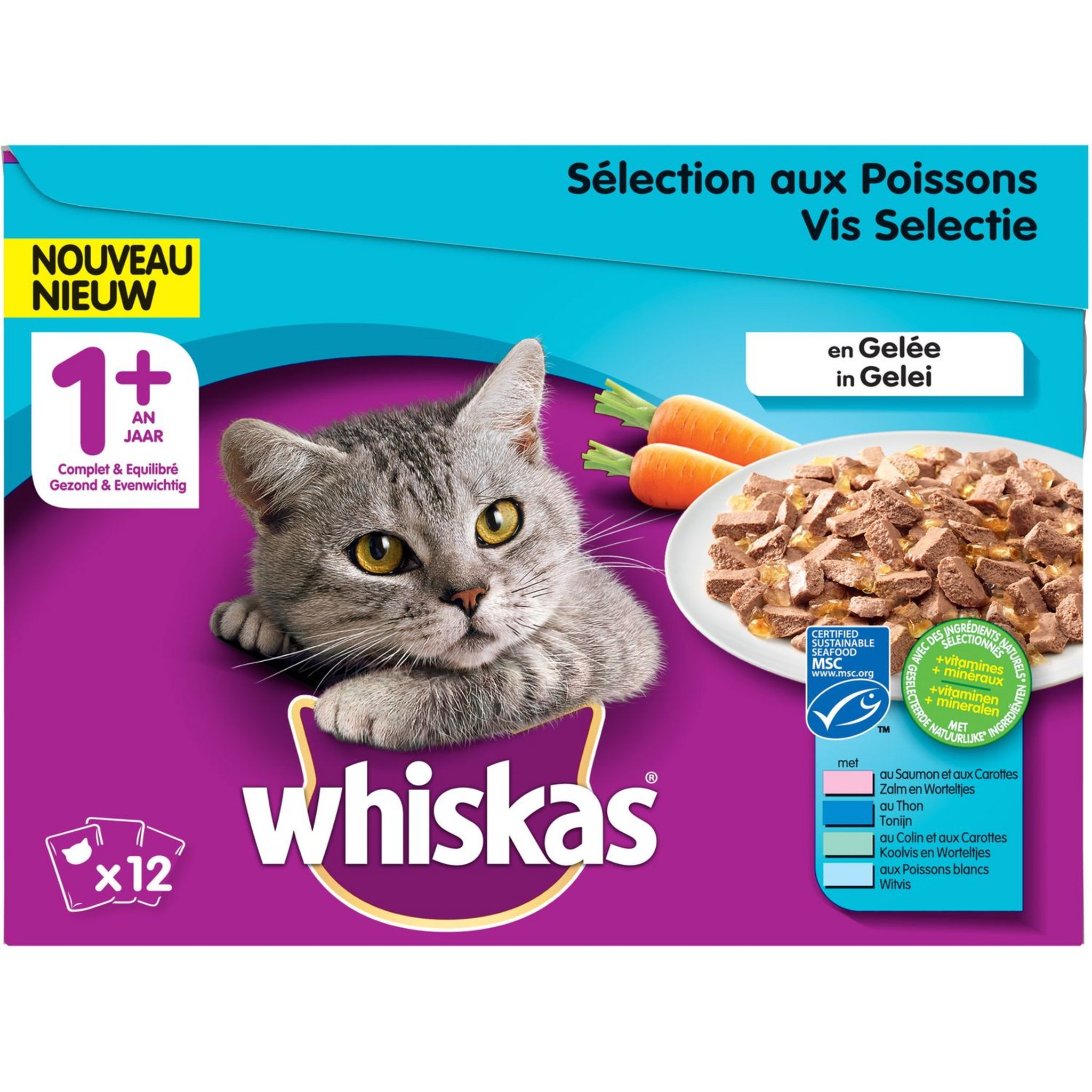 Voir la diapositive 3 : WHISKAS Sachets repas pâtée en gelée poissons pour chat 12x100g