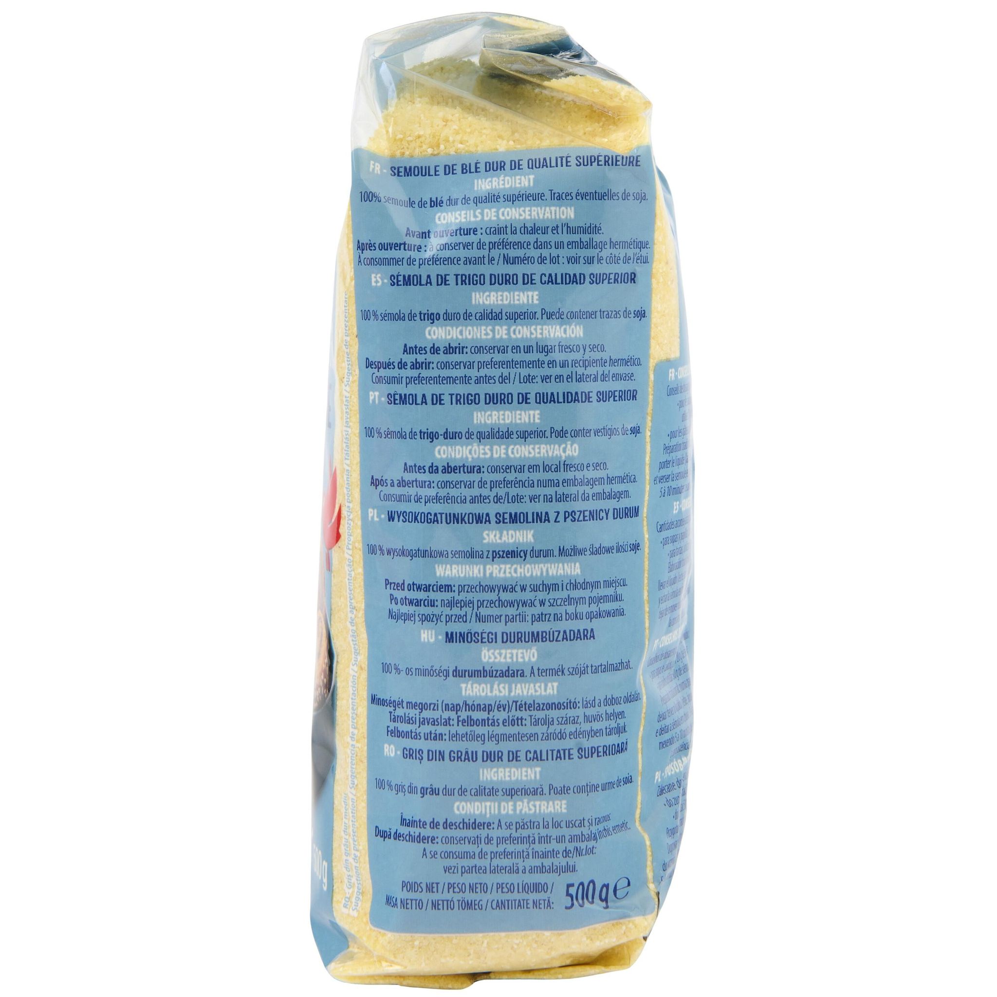 Voir la diapositive 2 : AUCHAN Semoule de blé dur moyenne 500g